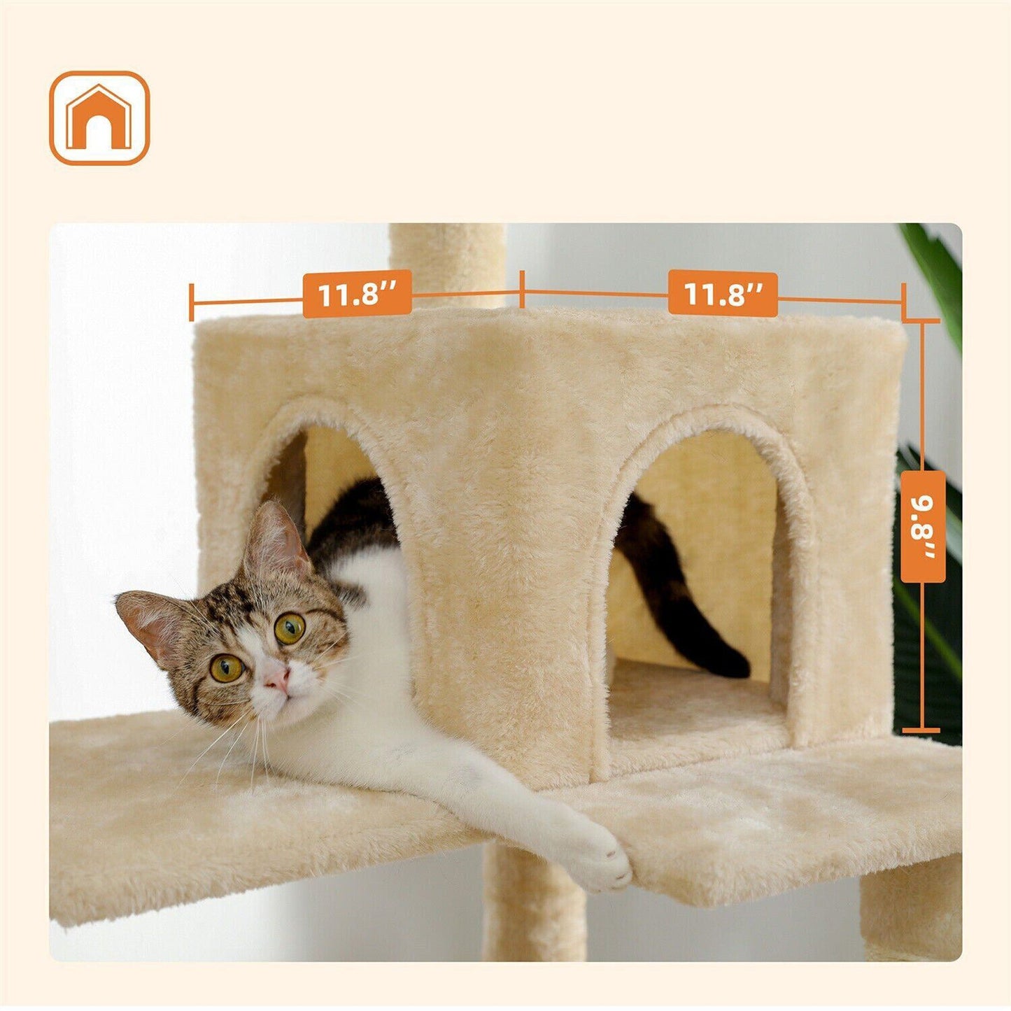143cm Cats Condo House Cat Tree Tower with Scratching Post and Toys