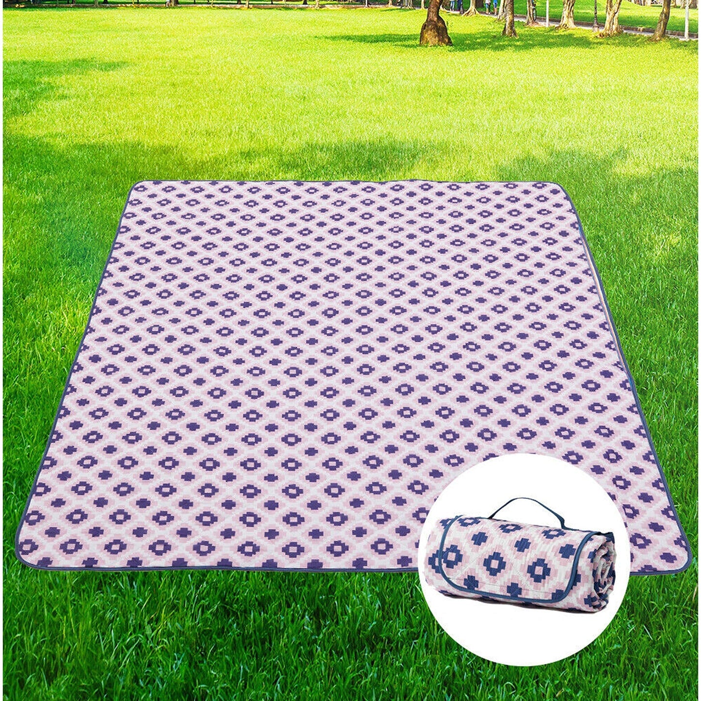 Lavender Large Waterproof Picnic Mat Outdoor Camping Beach Fleece Rug