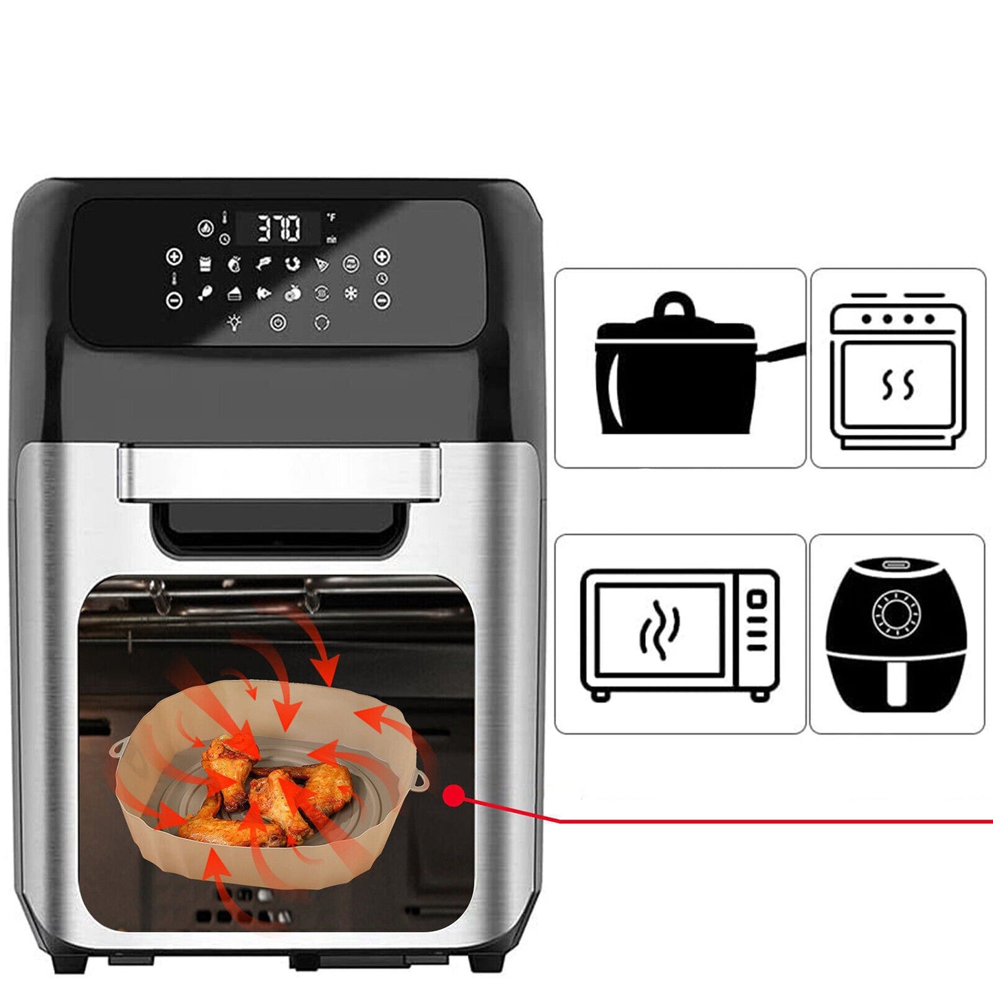 Non-Stick Reusable Air Fryer Silicone Pot and Baking Tray