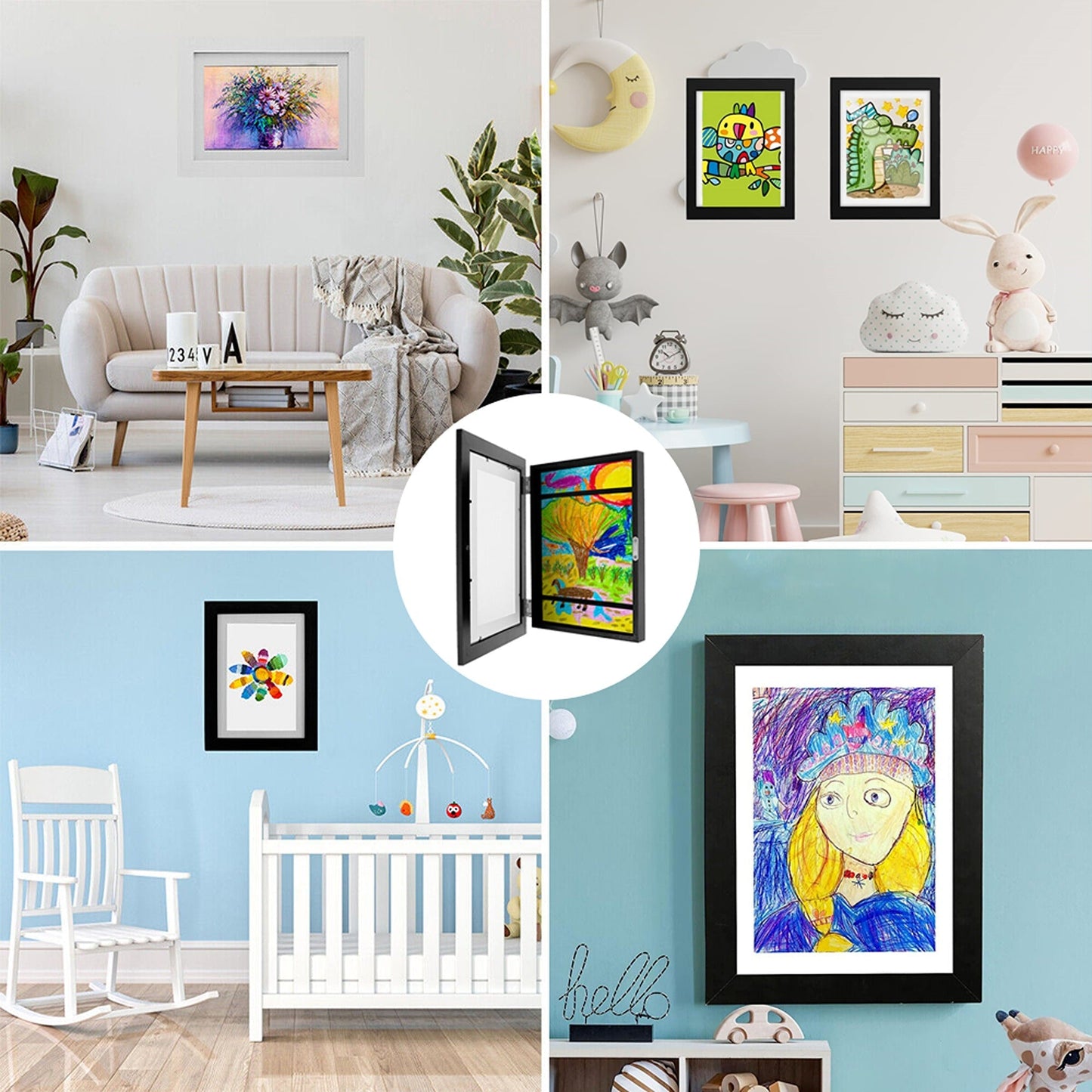 Wooden Art Display Frames Holds 150 Pictures for Art Projects
