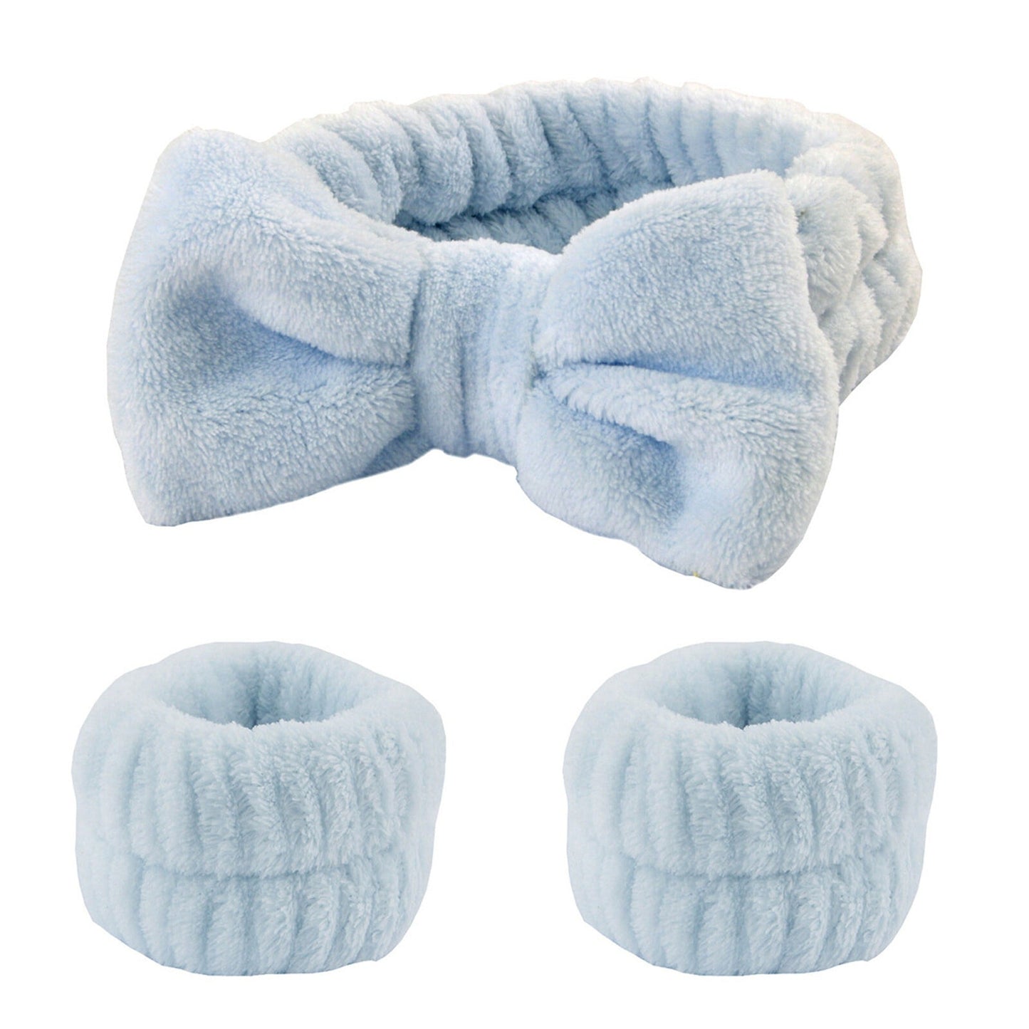 Absorbent Spa Wristbands and Headband Set for Face Washing