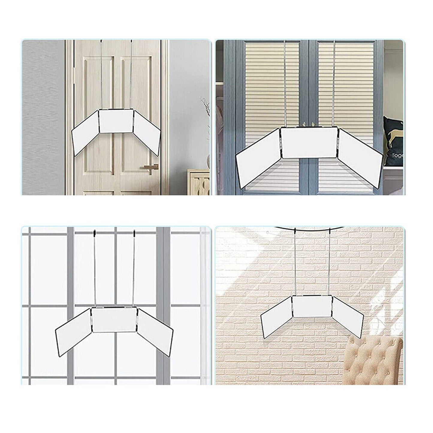 Tri-Fold Adjustable Makeup Mirror with Hanging Hook for Haircutting and Styling