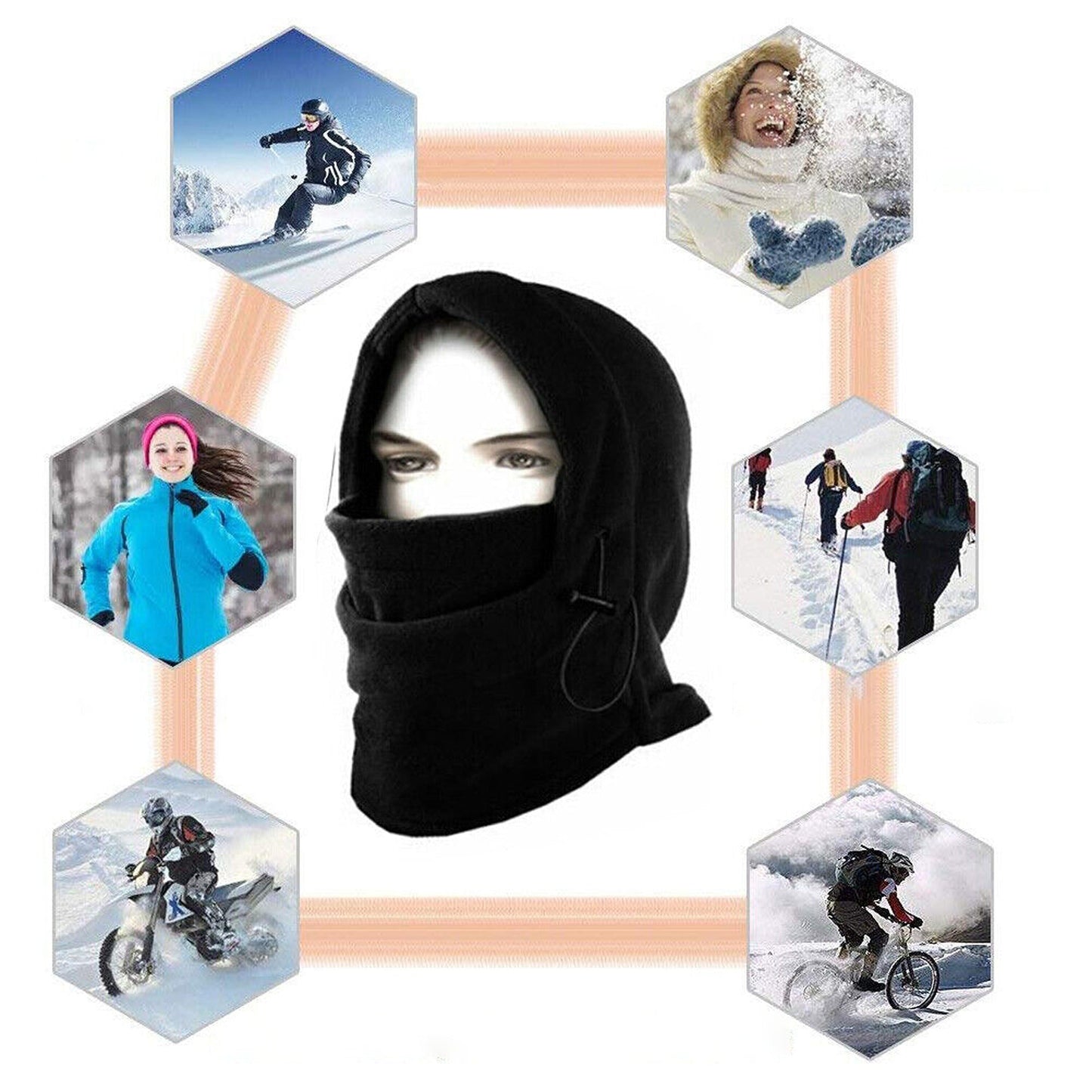 Fleece Hood Winter Thermal Balaclava Ski Face Mask Neck Warmer Cap