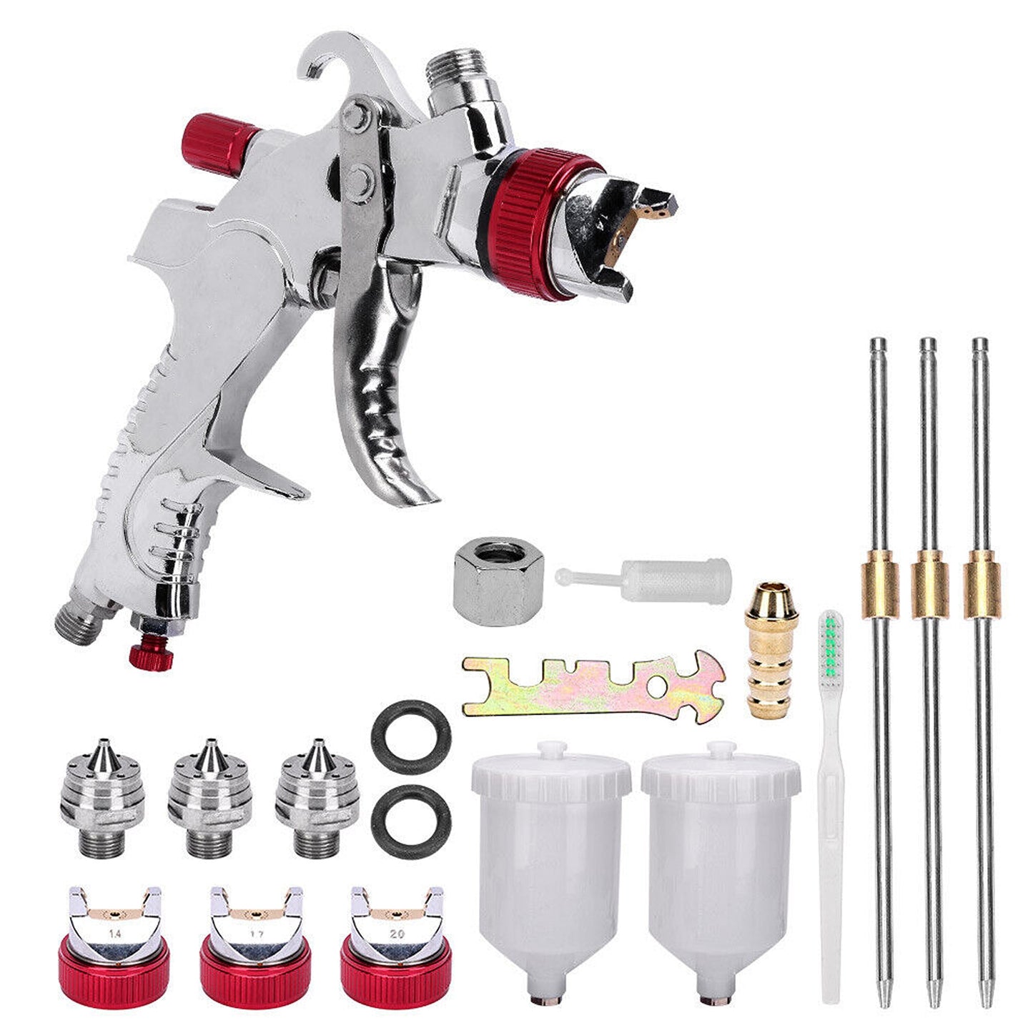 Gravity Feed HVLP Spray Gun with 3 Nozzles for Auto Painting