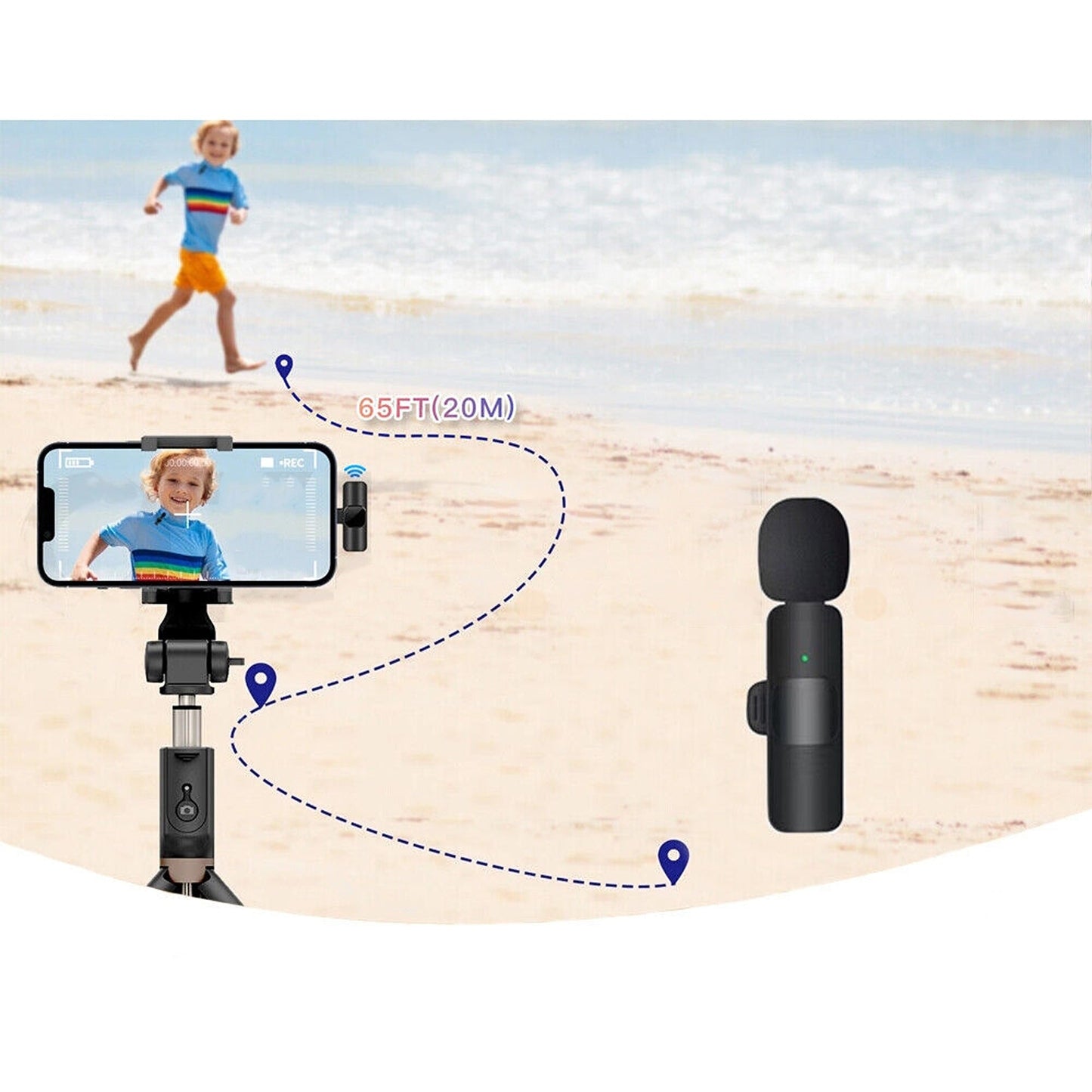 Wireless Lavalier Microphone for iPhone Apple Phone iPad Vlog Live Stream