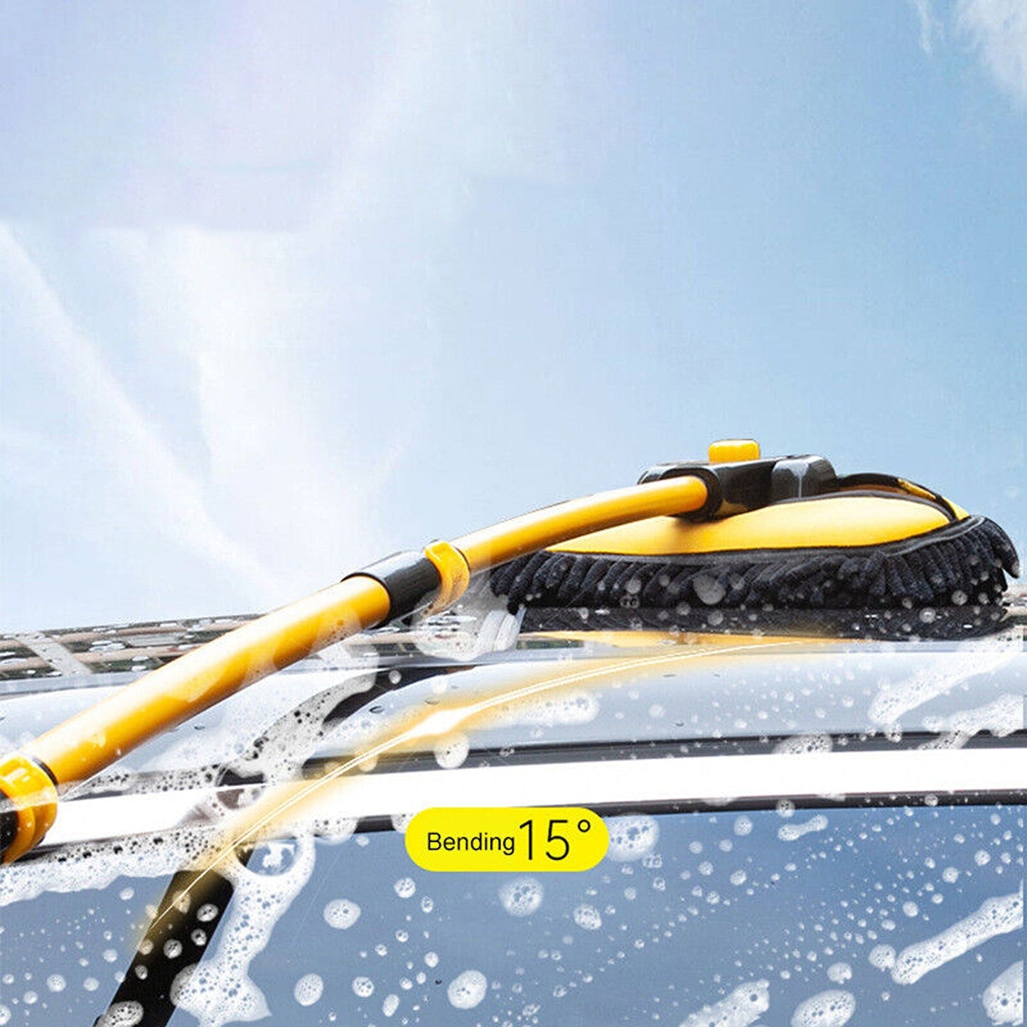 Long Handle Car Wash Brush with Special Mop for Roof and Window Cleaning