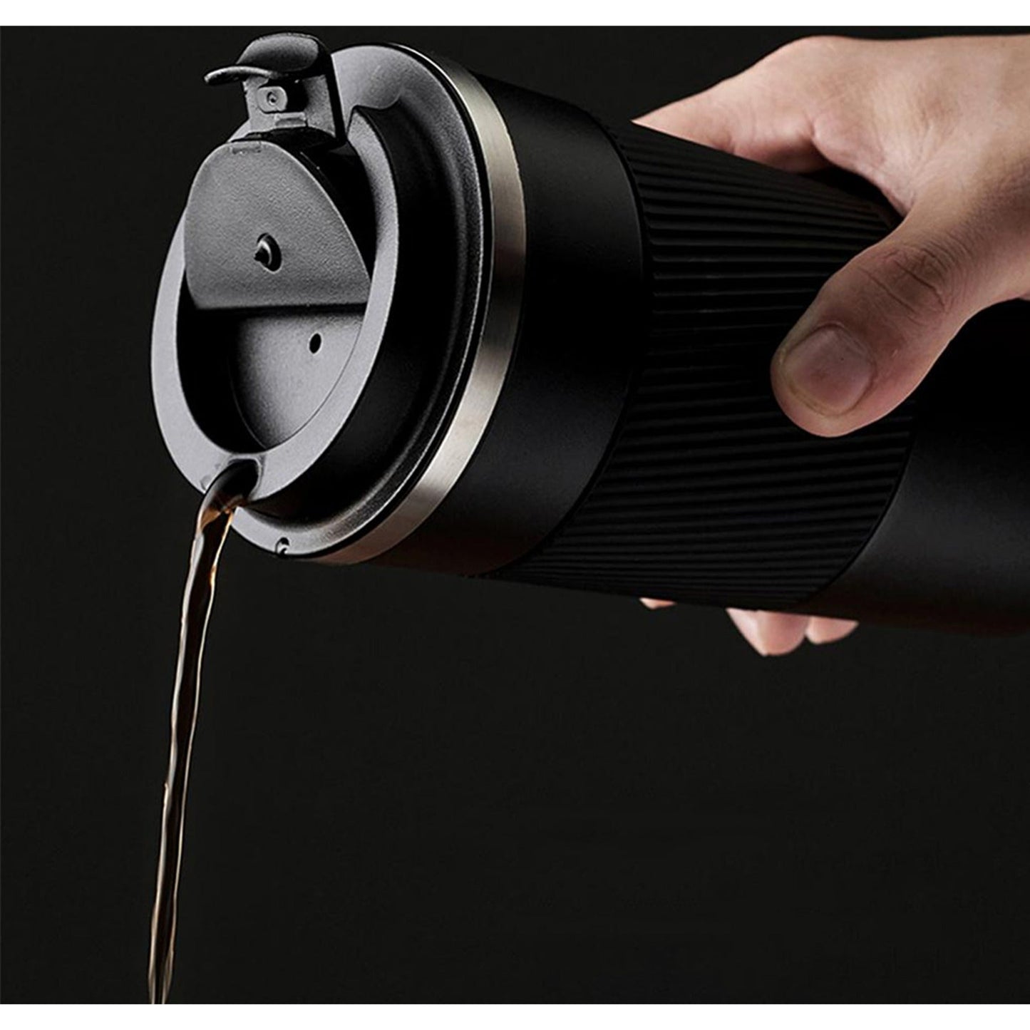 Black Leakproof Insulated Coffee Mug Stainless Steel Double Wall Travel Cup