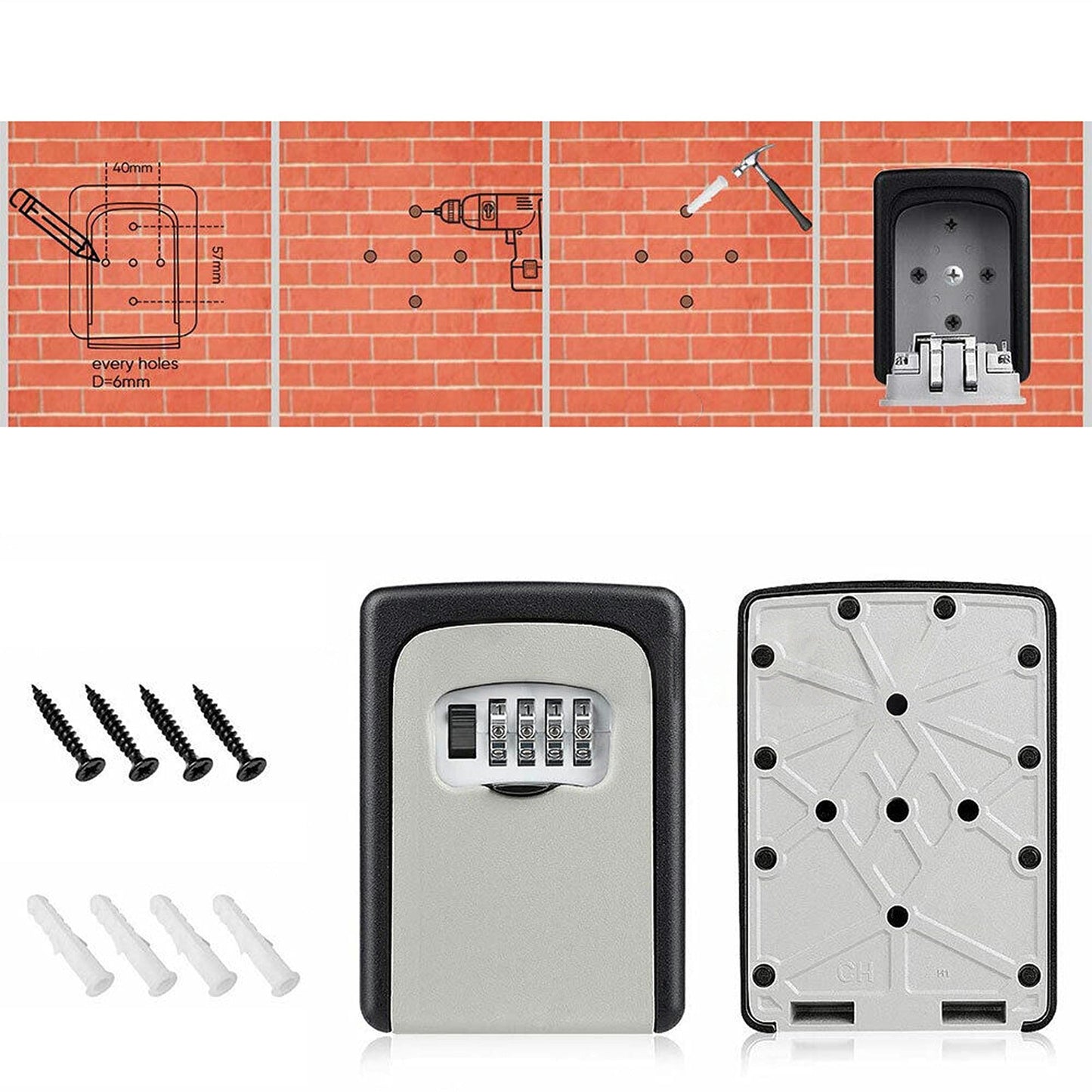 Wall Mounted Secure Key Safe High Security Storage Box 4 Digit