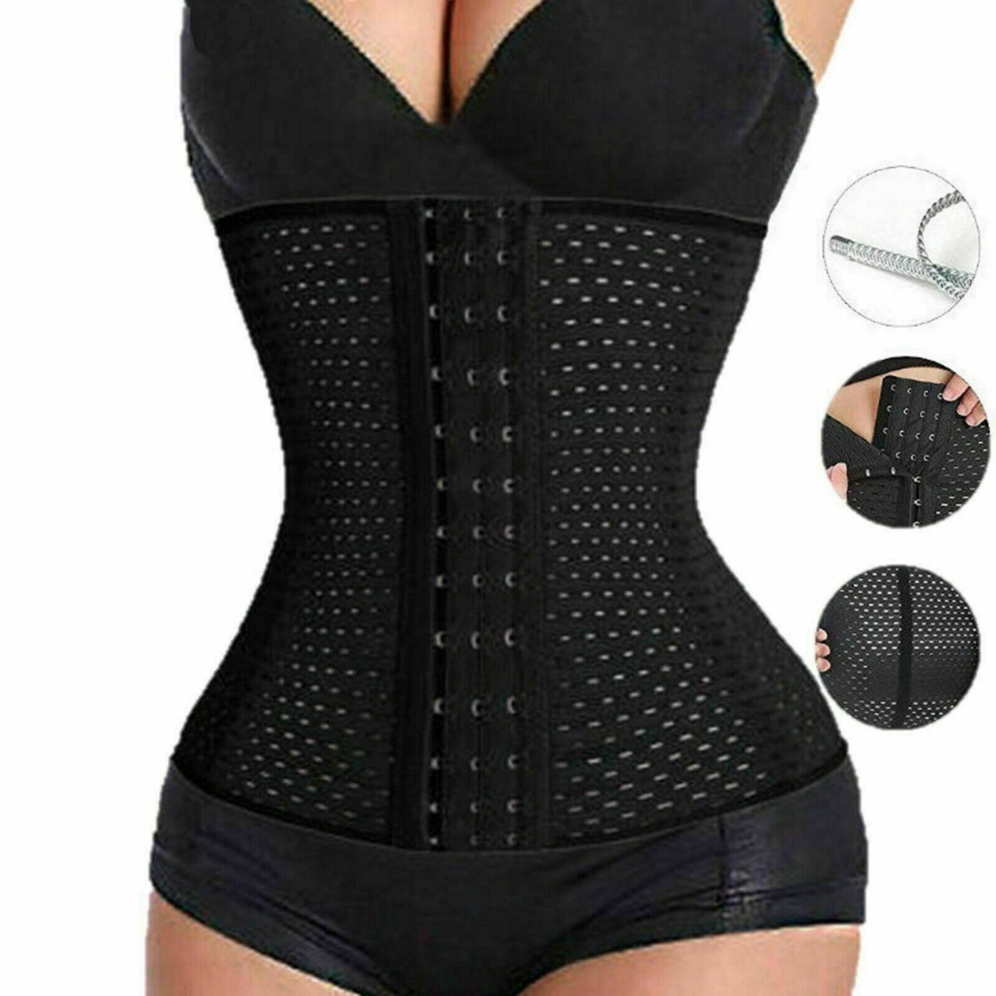 Black Waist Trainer Cincher Tummy Girdle Belt for Slimming and Body Shaping