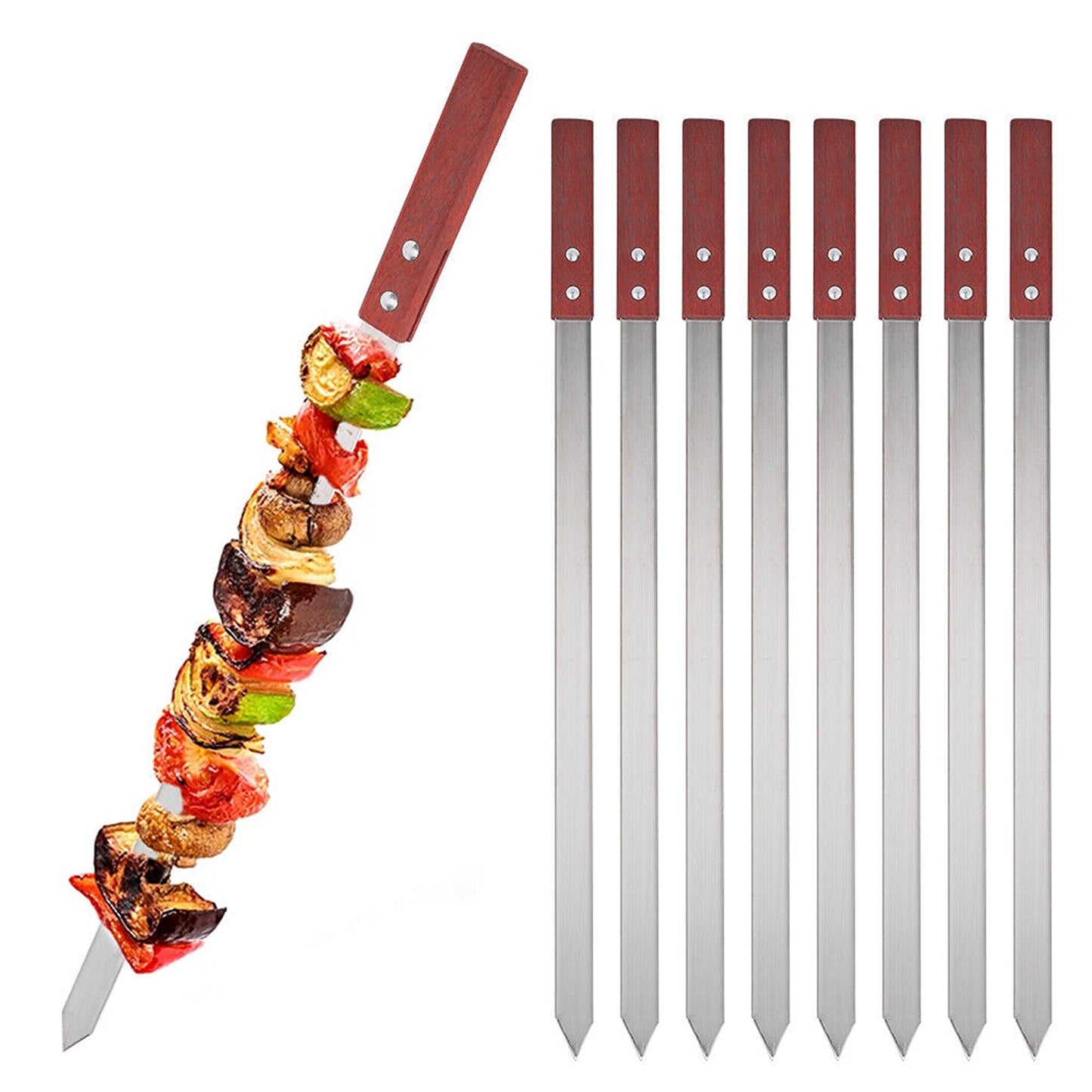 Stainless Steel Kebab Skewers for BBQ Suitable for Lamb Pork and Beef
