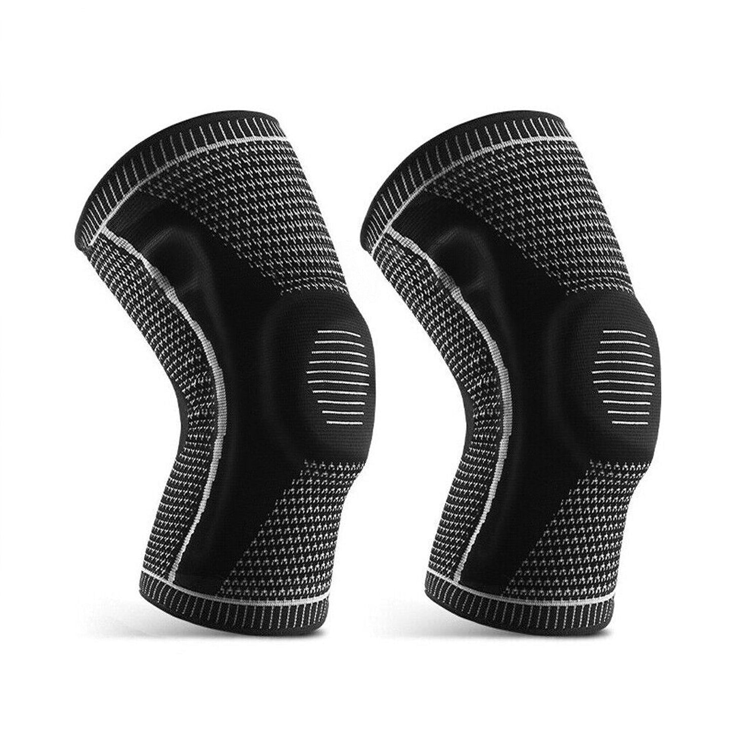 Black Silicone Knee Compression Sleeve Sports Support Brace