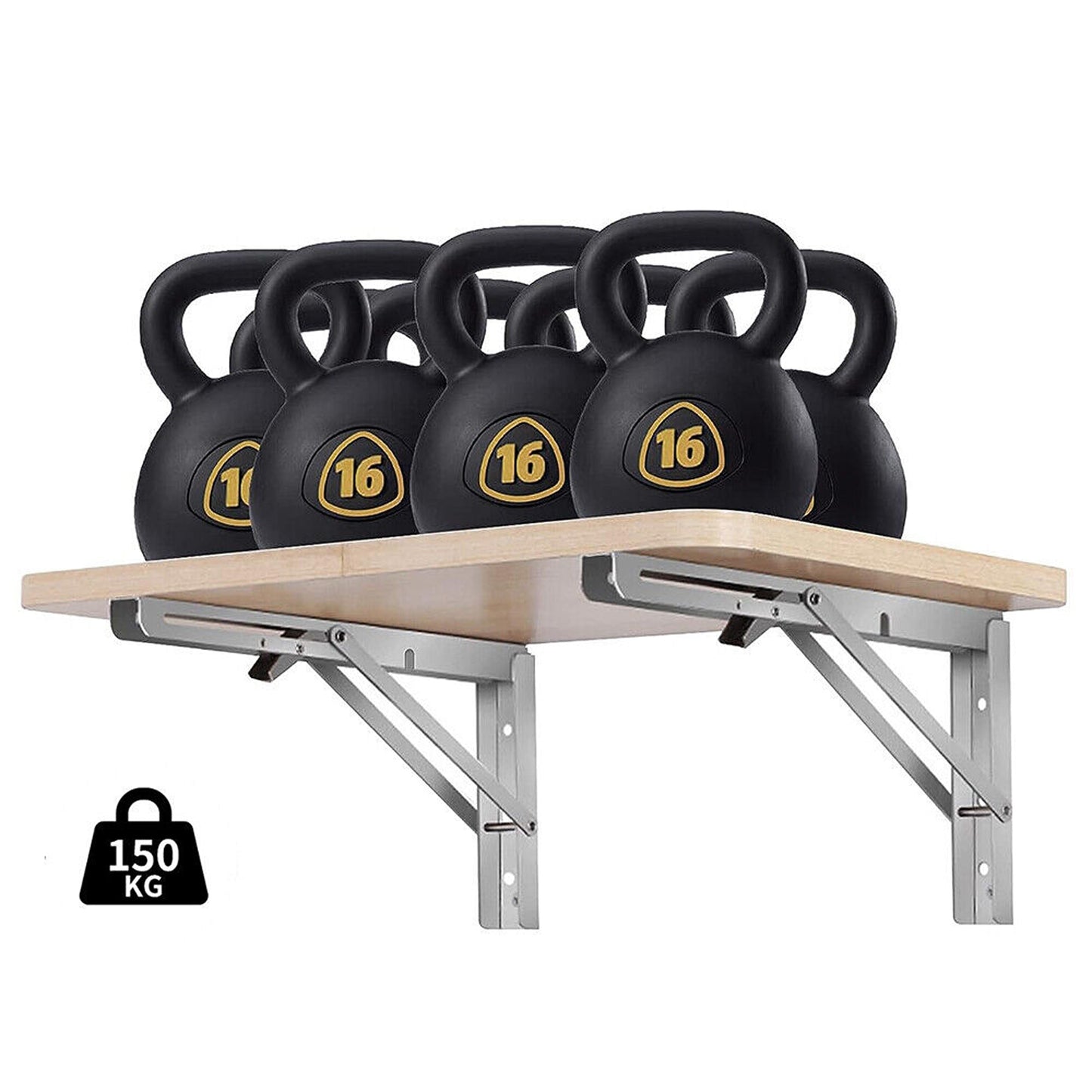 2pcs Stainless Steel Wall Shelf Bracket Folding Heavy Duty