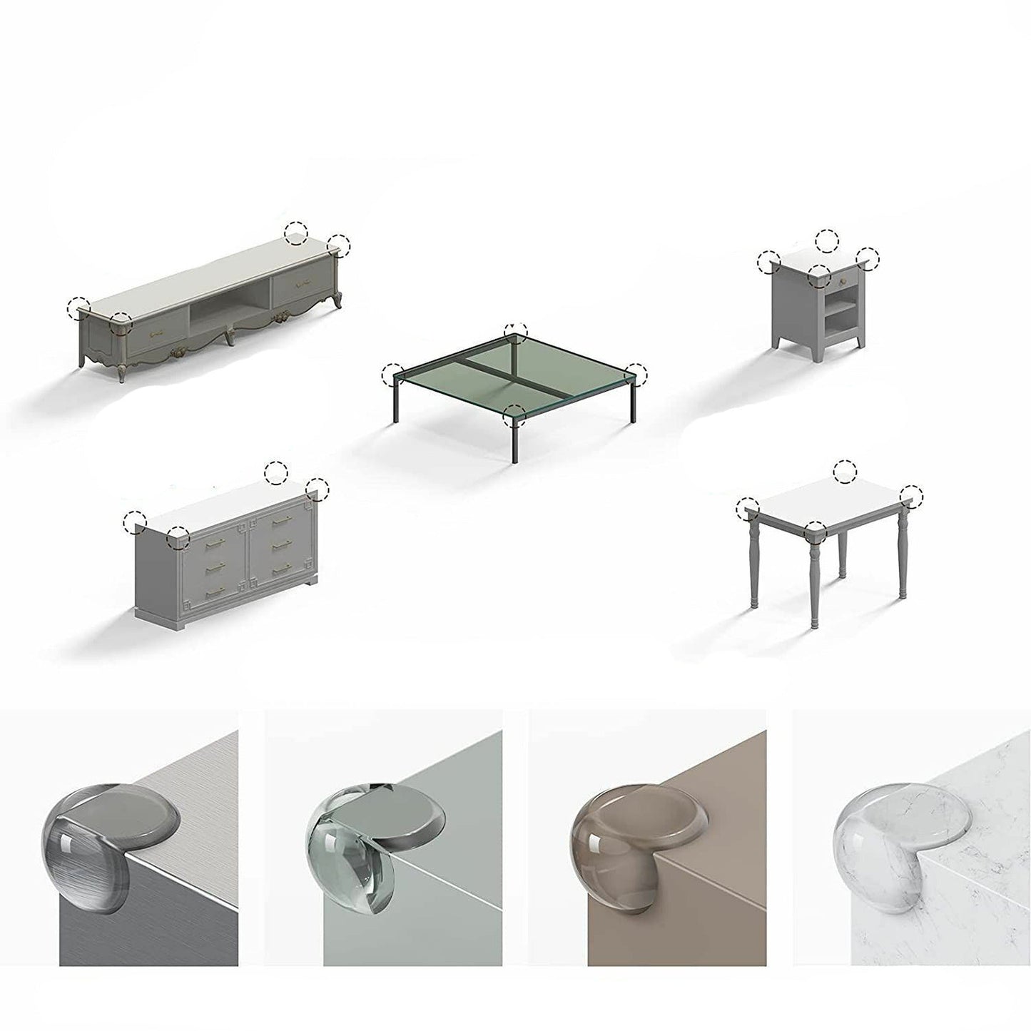 Baby Safety Transparent PVC Corner Guards for Tables and Furniture