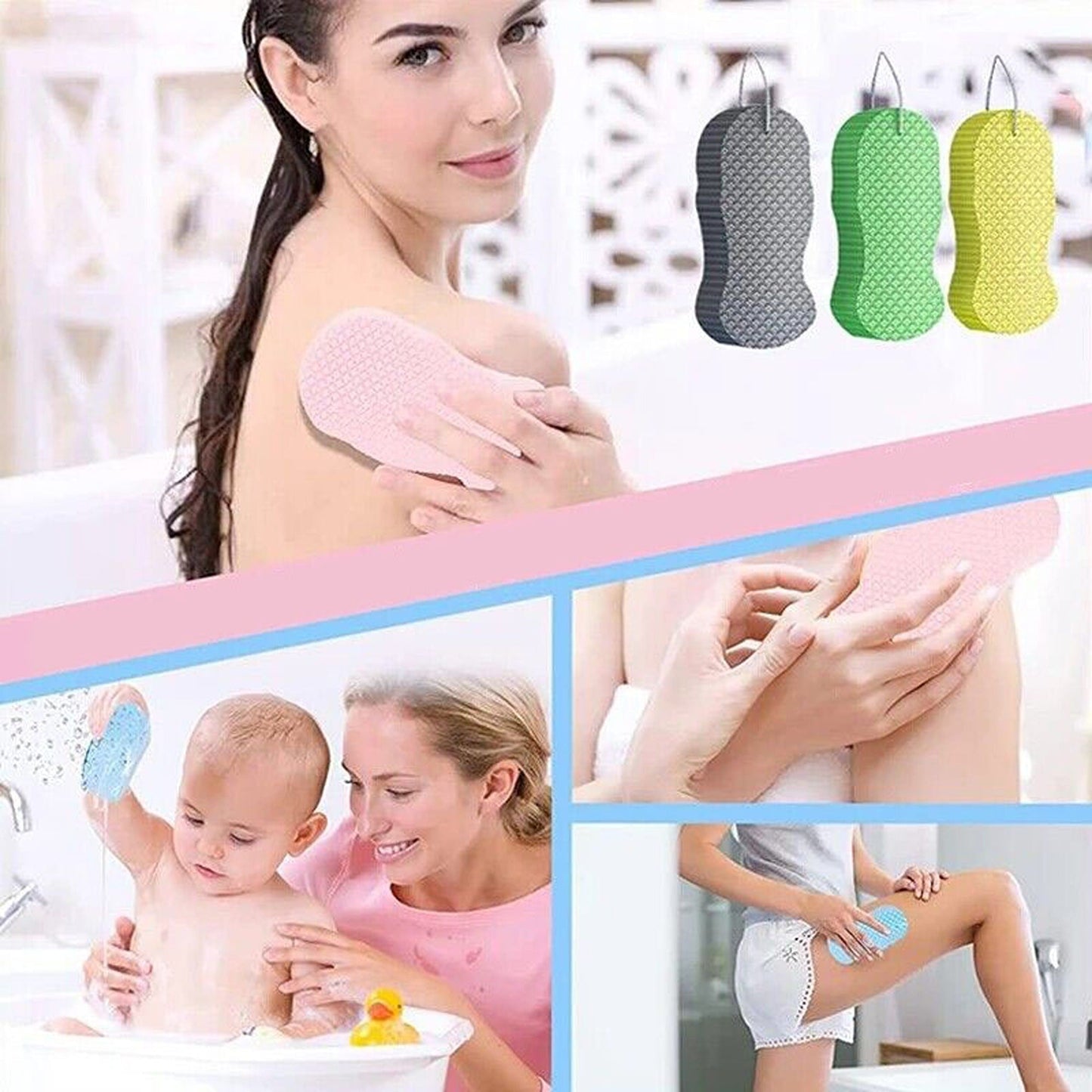 Super Soft Exfoliating Bath and Body Shower Sponge with Hook