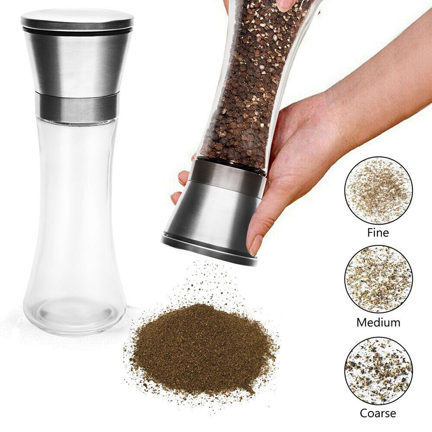 Stainless Steel Salt and Pepper Grinders with Oil Sprayer for Kitchen Use