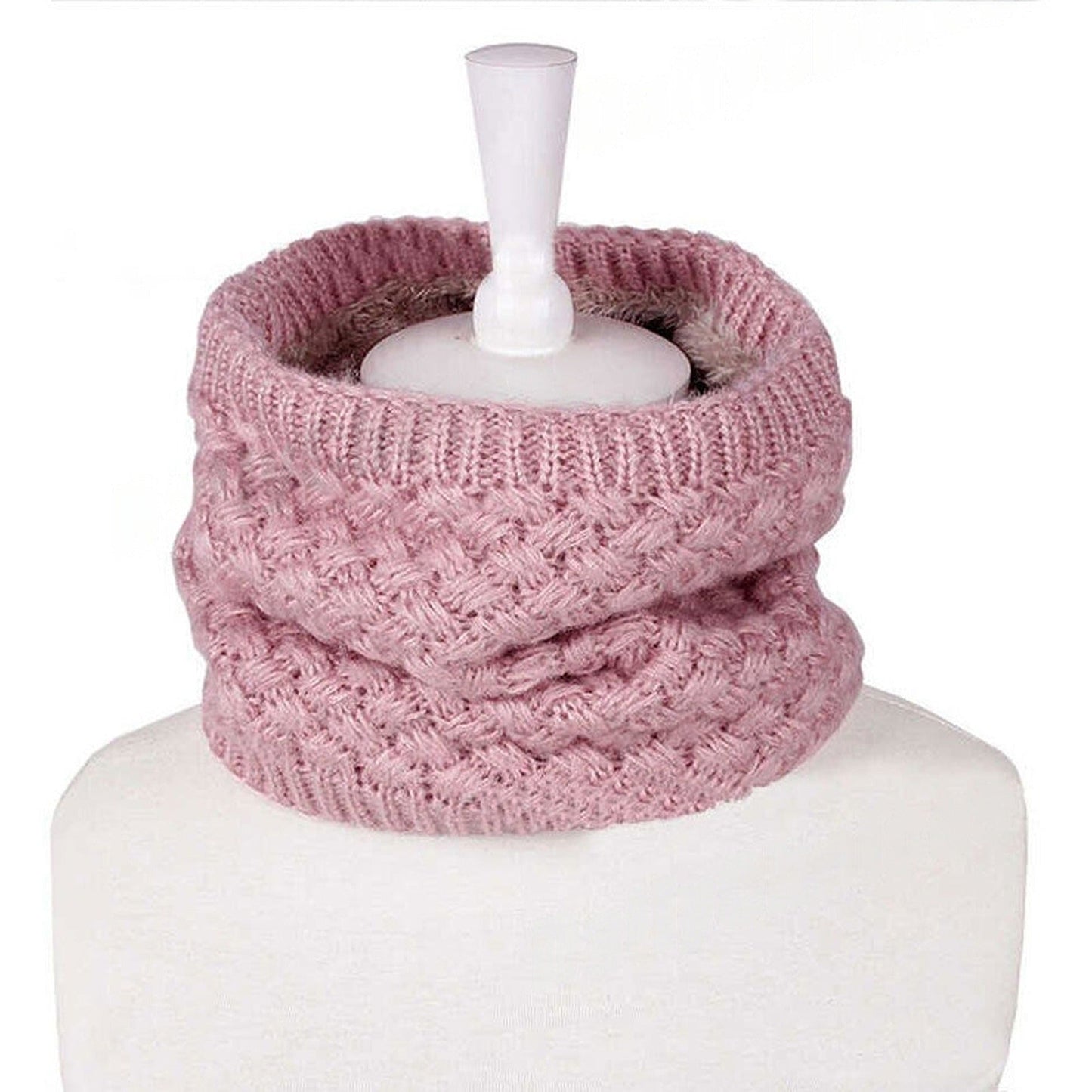 Velvet Winter Knit Scarf Thickened Wool Neck Warmer for Unisex Adult and Child