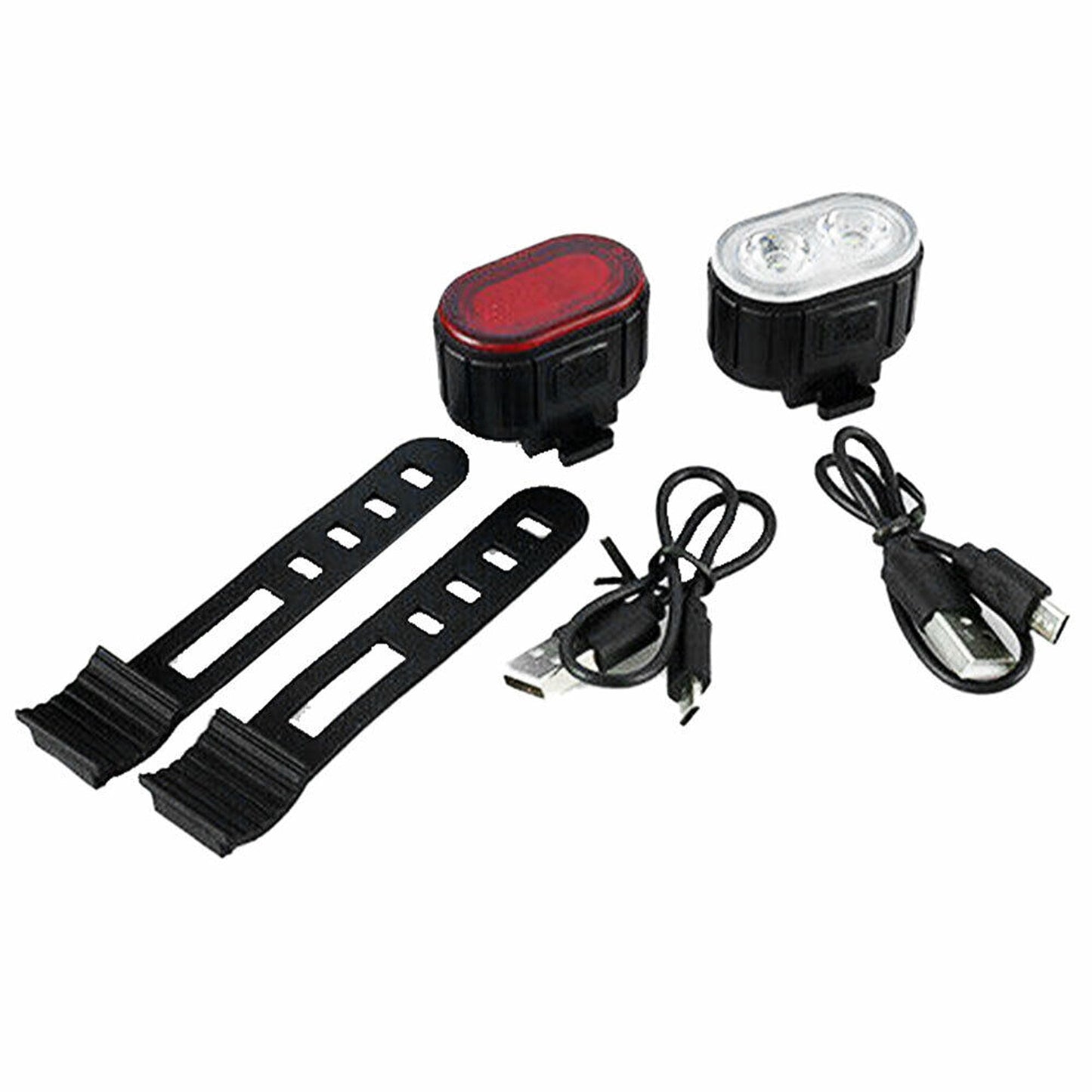 USB Rechargeable LED Bike Light Set Bright Front and Rear Mountain Bicycle Lights