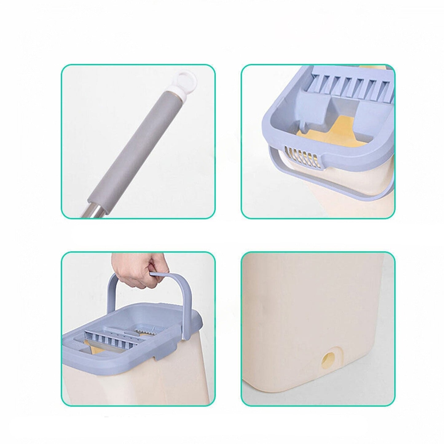 Microfiber Flat Mop and Bucket Floor Cleaner Set Wet Dry with 2 Pads