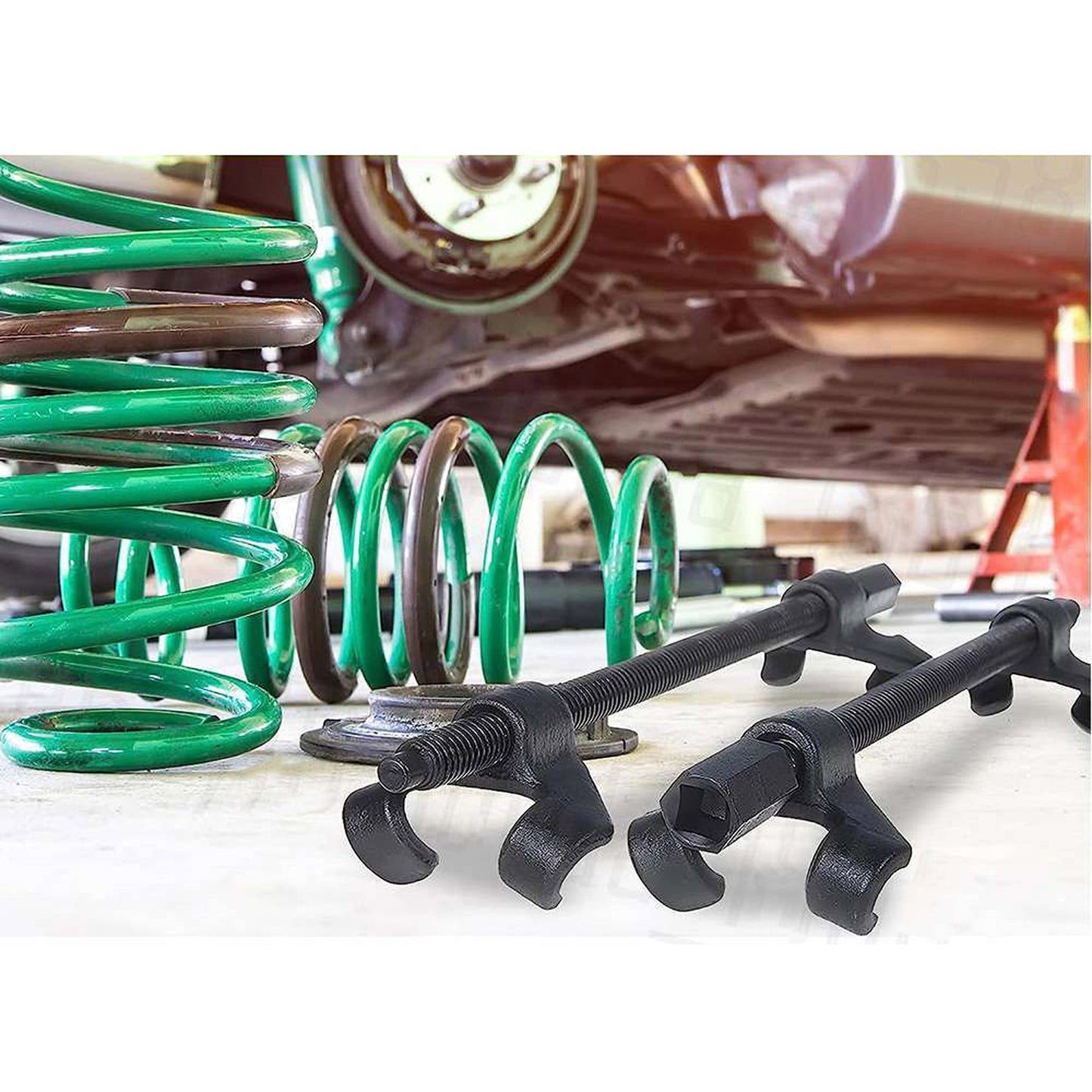2pcs Auto Coil Spring Compressor Heavy-Duty Suspension Clamp Tool Set