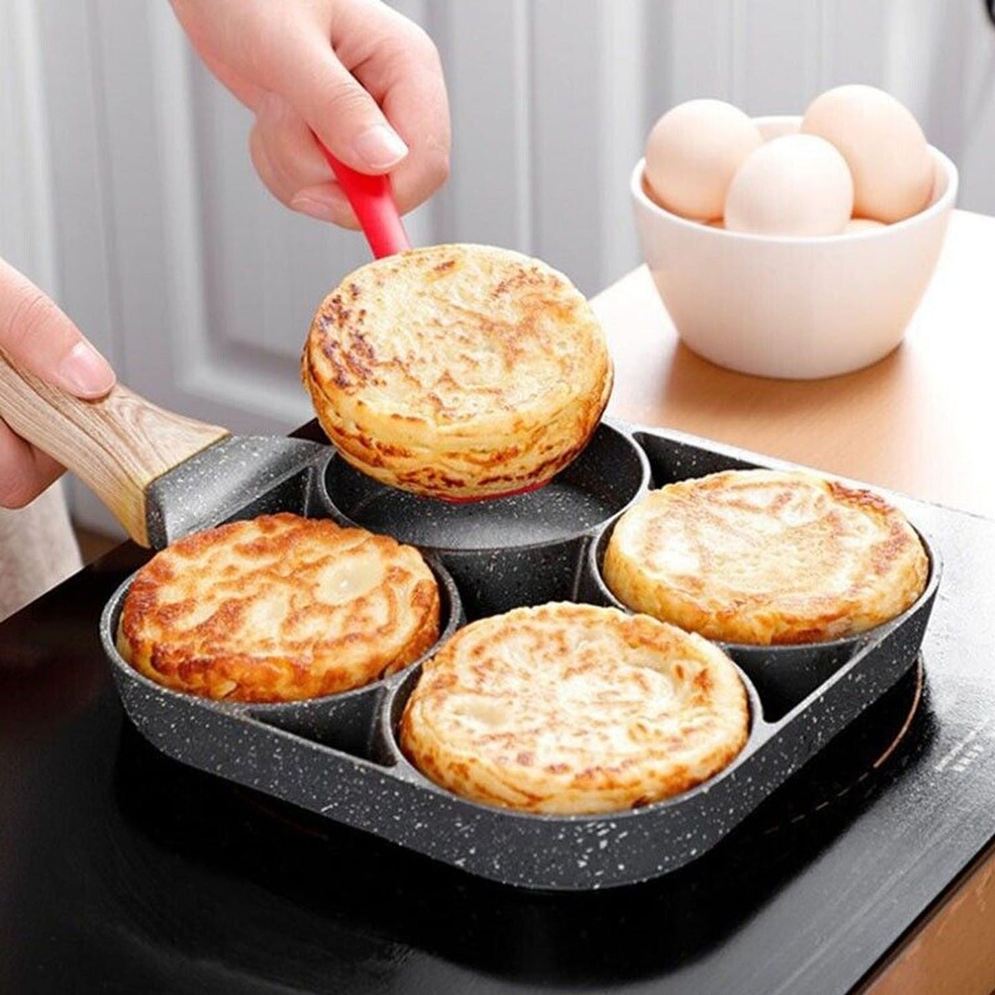 Non-Stick 4 Cup Breakfast Egg Pancake Cooking Pan
