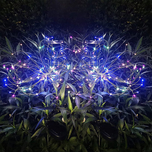 2pcs LED Solar Fireworks Garden Lights Starburst Design for Nighttime Display