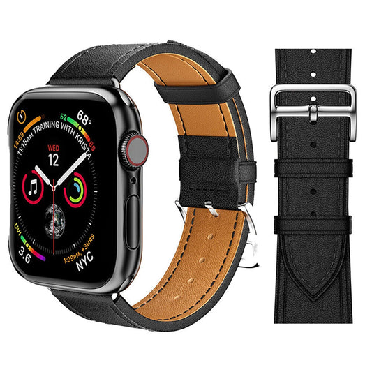Black Leather Strap For Apple Watch iWatch Band Series 9 8 7 6 5 4 3 SE 45 44 41