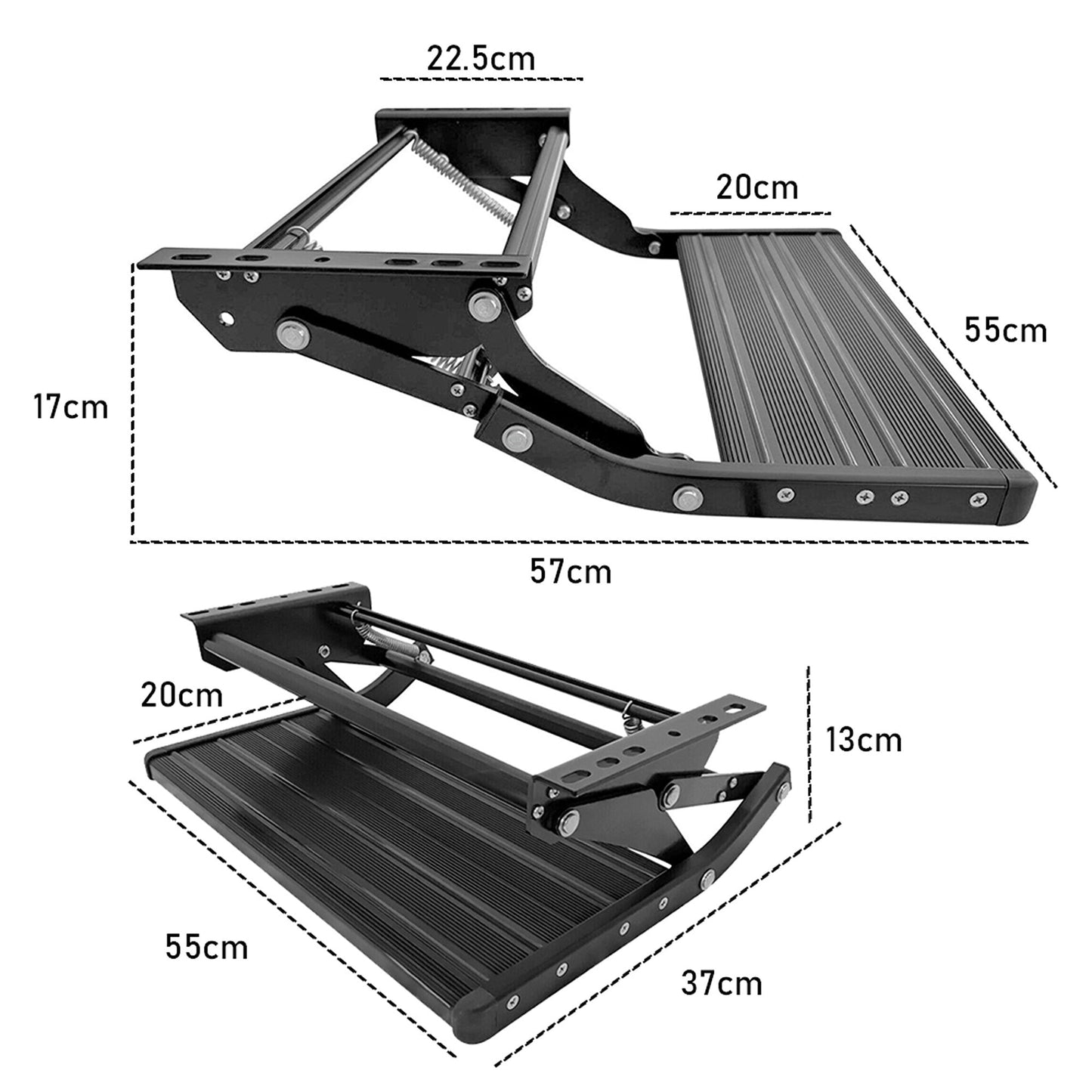 Double Step Folding Caravan Trailer Aluminum Pull Out RV Single Step