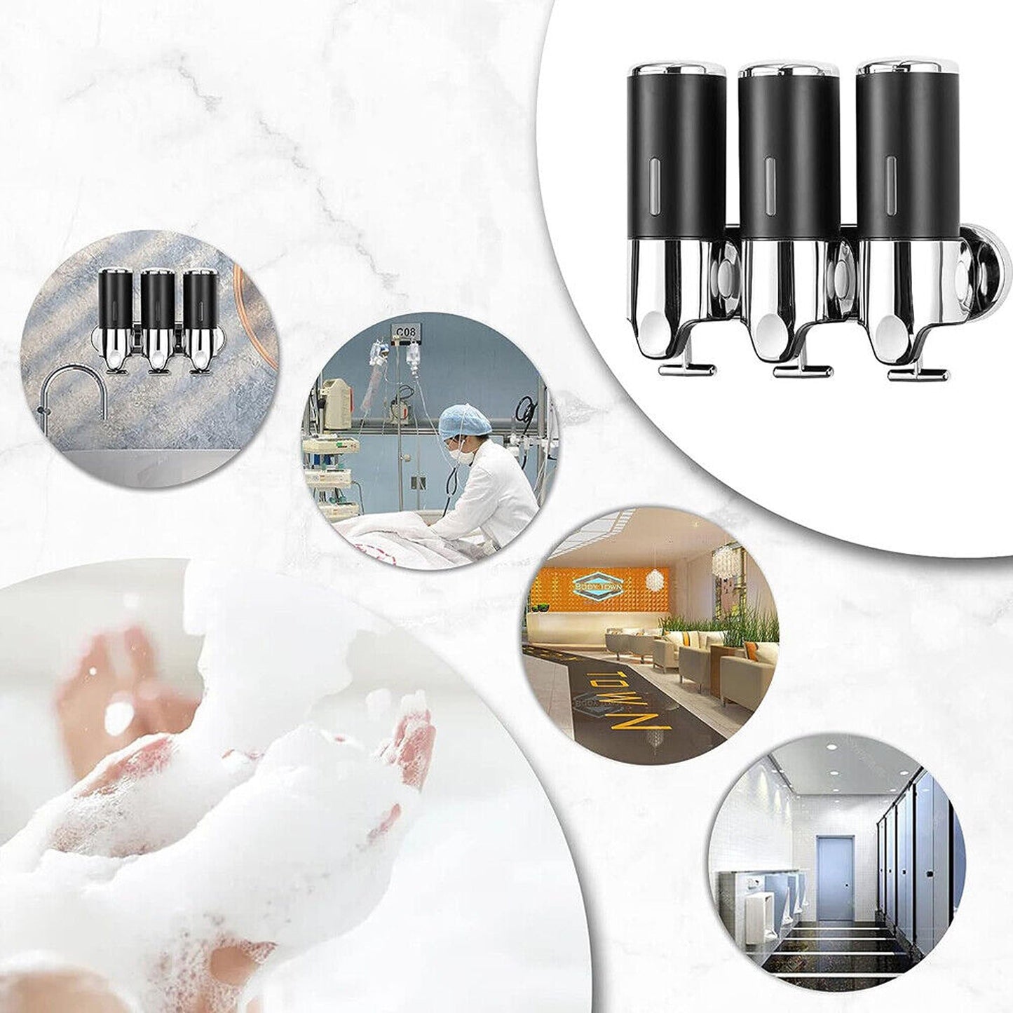 Wall Mounted 1500ml Soap Dispenser for Bathroom - Shampoo and Gel Pump
