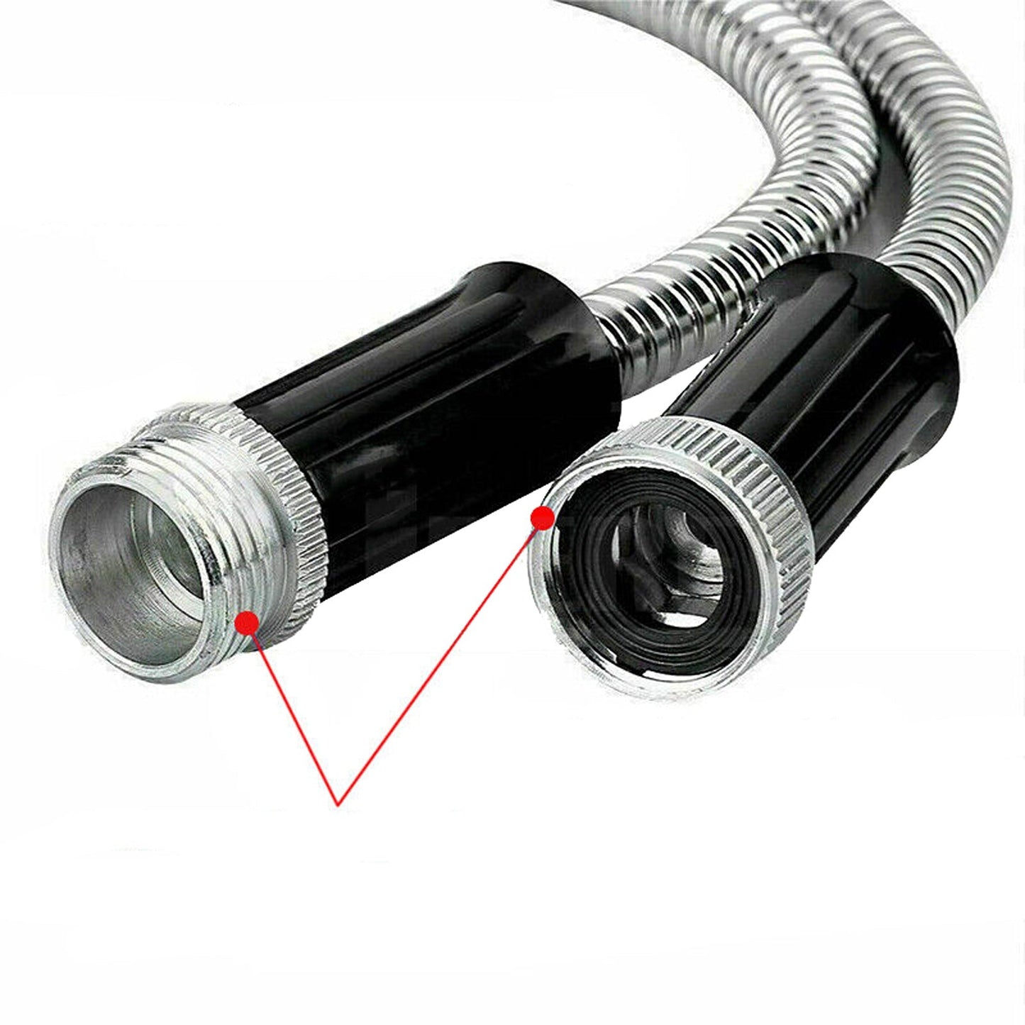 Flexible Stainless Steel Metal Garden Hose 25 to 100FT Lightweight Pipe