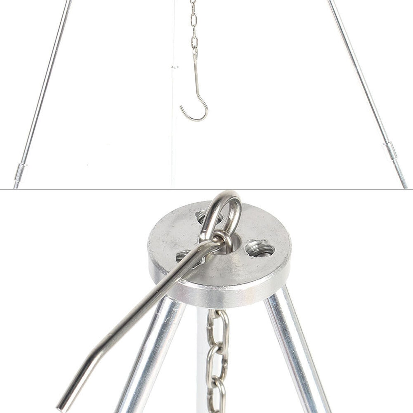 Cast Iron Camping Tripod for Outdoor Cooking over Campfire