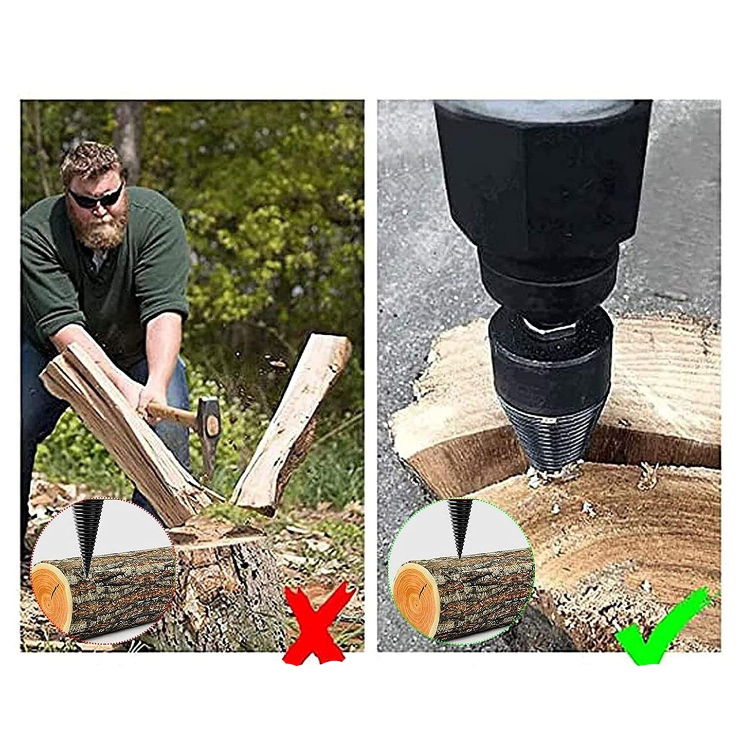 4pcs Hex Shank Firewood Drill Bit Wood Log Splitter Screw Cone