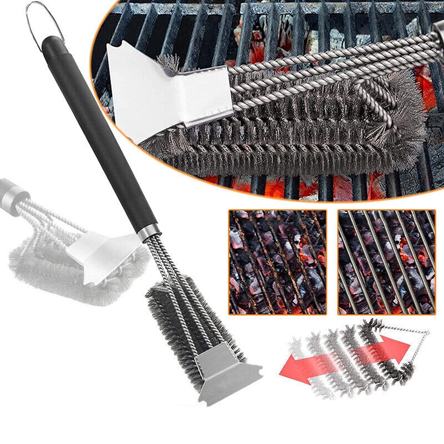 18-Inch Grill Brush with Scraper for Barbecue Cleaning