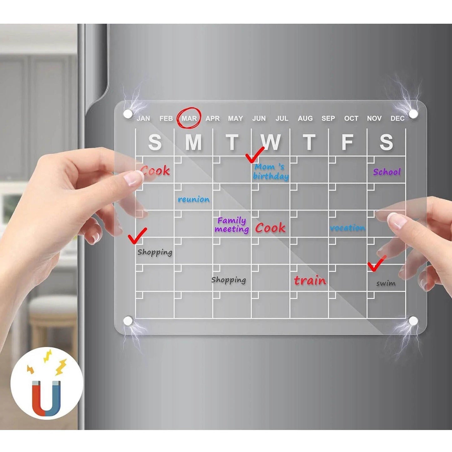 Magnetic Weekly Planner Whiteboard for Fridge with Acrylic Surface