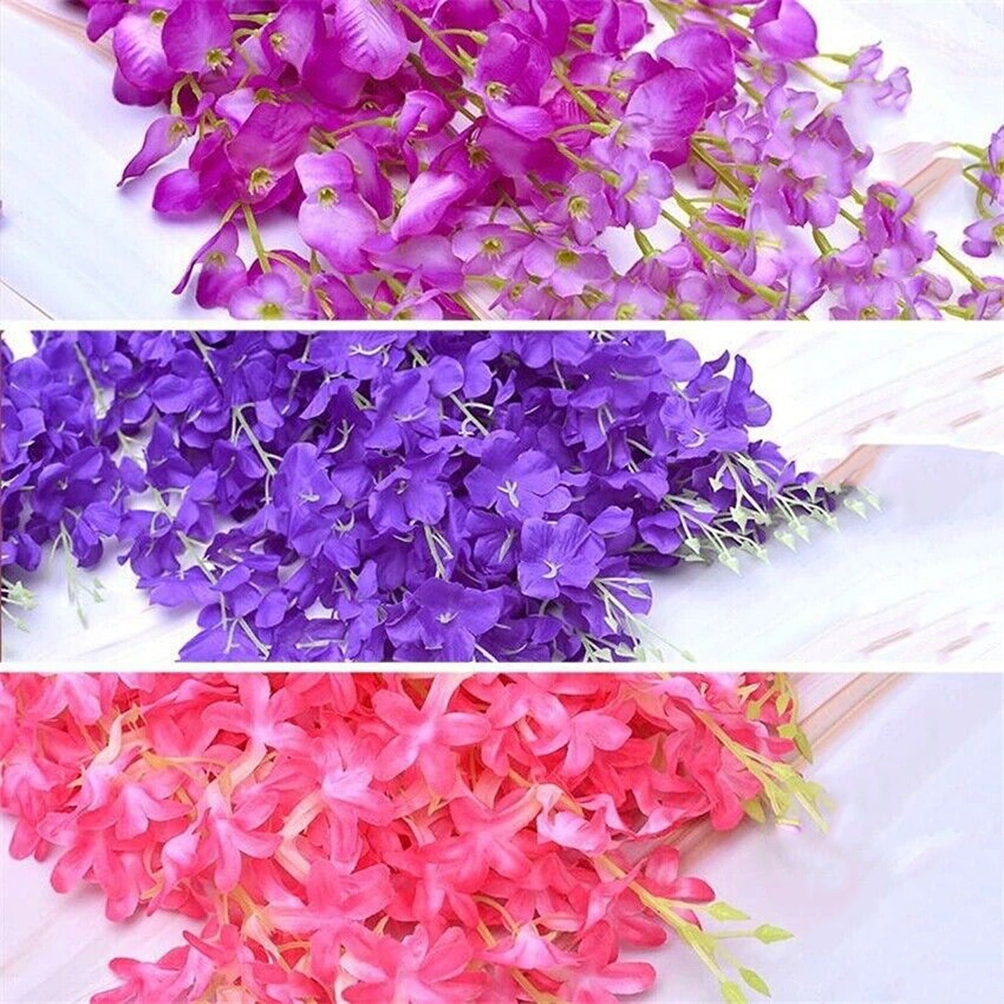 12pcs Hanging Silk Wisteria Vine Garland Artificial Leaf Decoration for Weddings