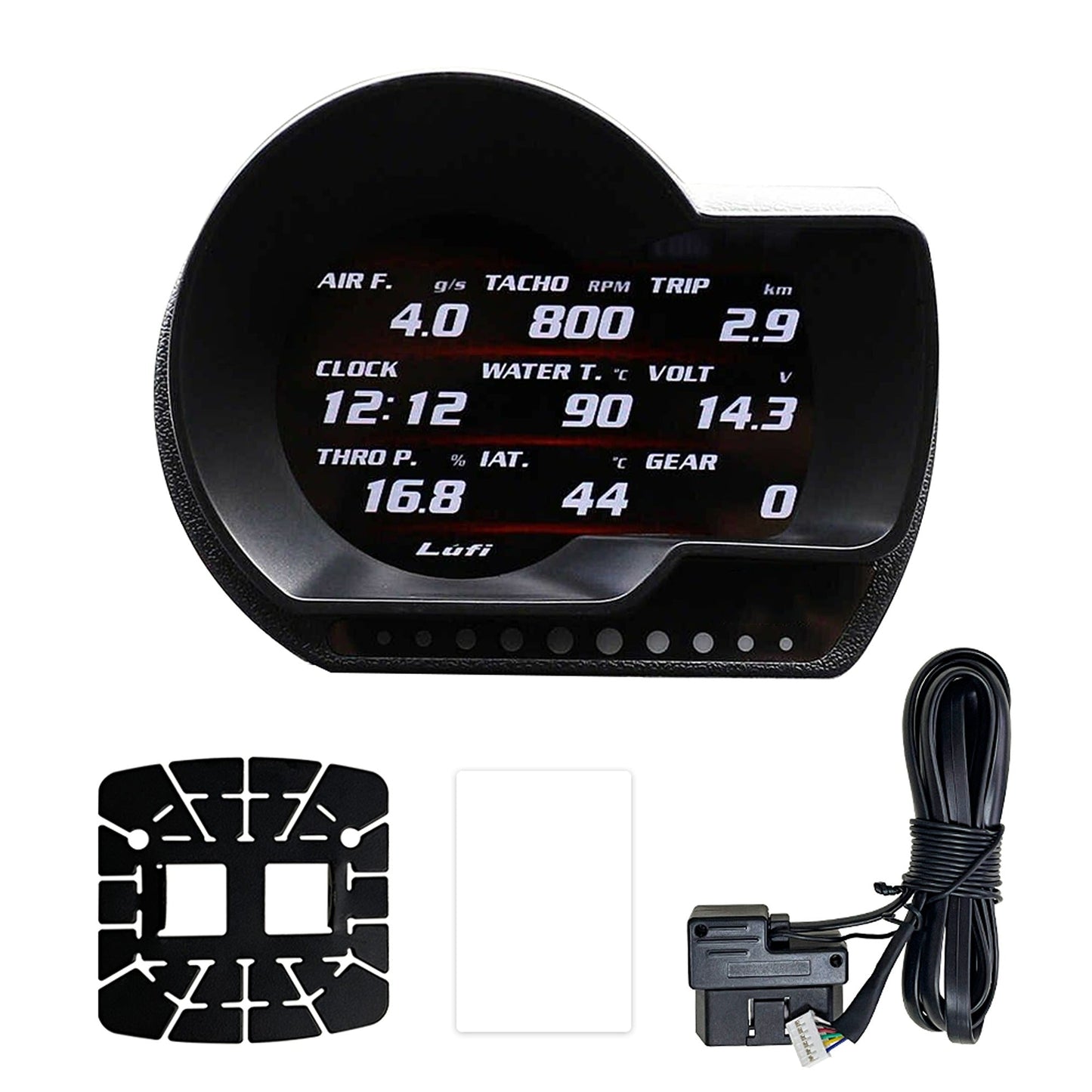 Lufi XF2 Multi-Functional OBD2 Gauge with Boost Water Oil Temp and Scanner