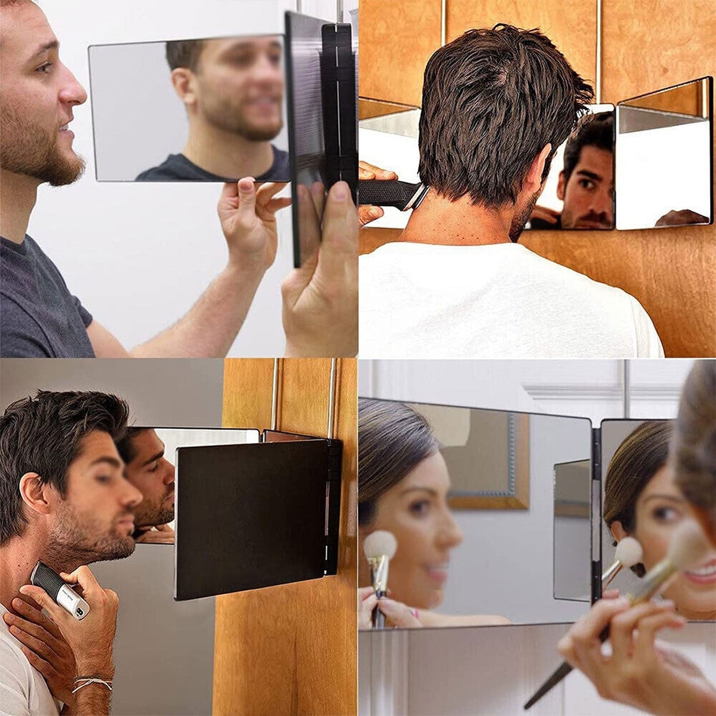 Three-Way Tri-fold Self Haircut and Makeup Mirror Hanging Styling Tool