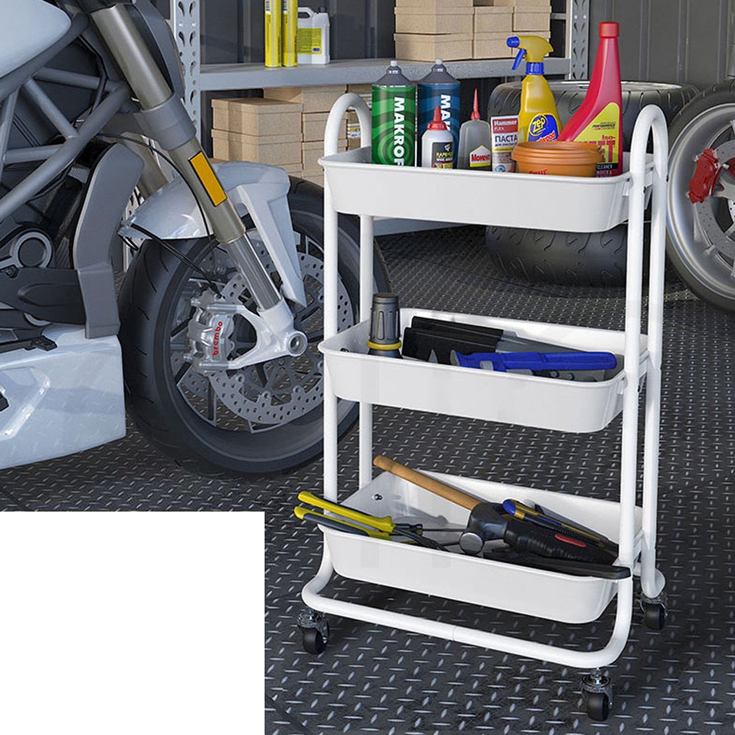 3-Tier Fruit and Vegetable Kitchen Trolley with Storage Baskets