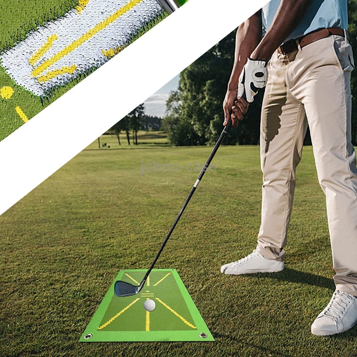Golf Training Aid for Swing Detection with Mat Hook Spike Ball Set