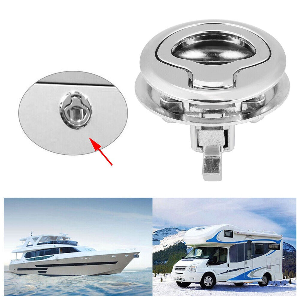 Boat Marine Flush Pull Slam Latch with Lock 316 Stainless Steel 2 Keys