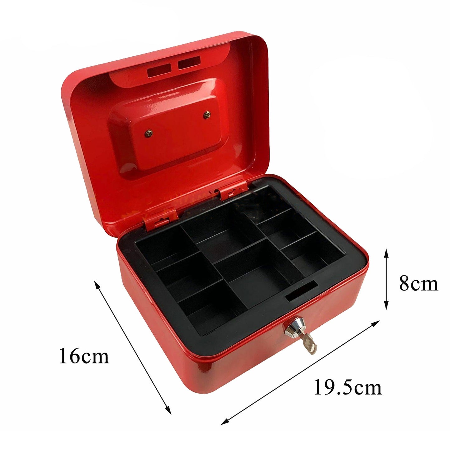 Blue Portable Lockable Cash Box with Coin Slot and Key Lock