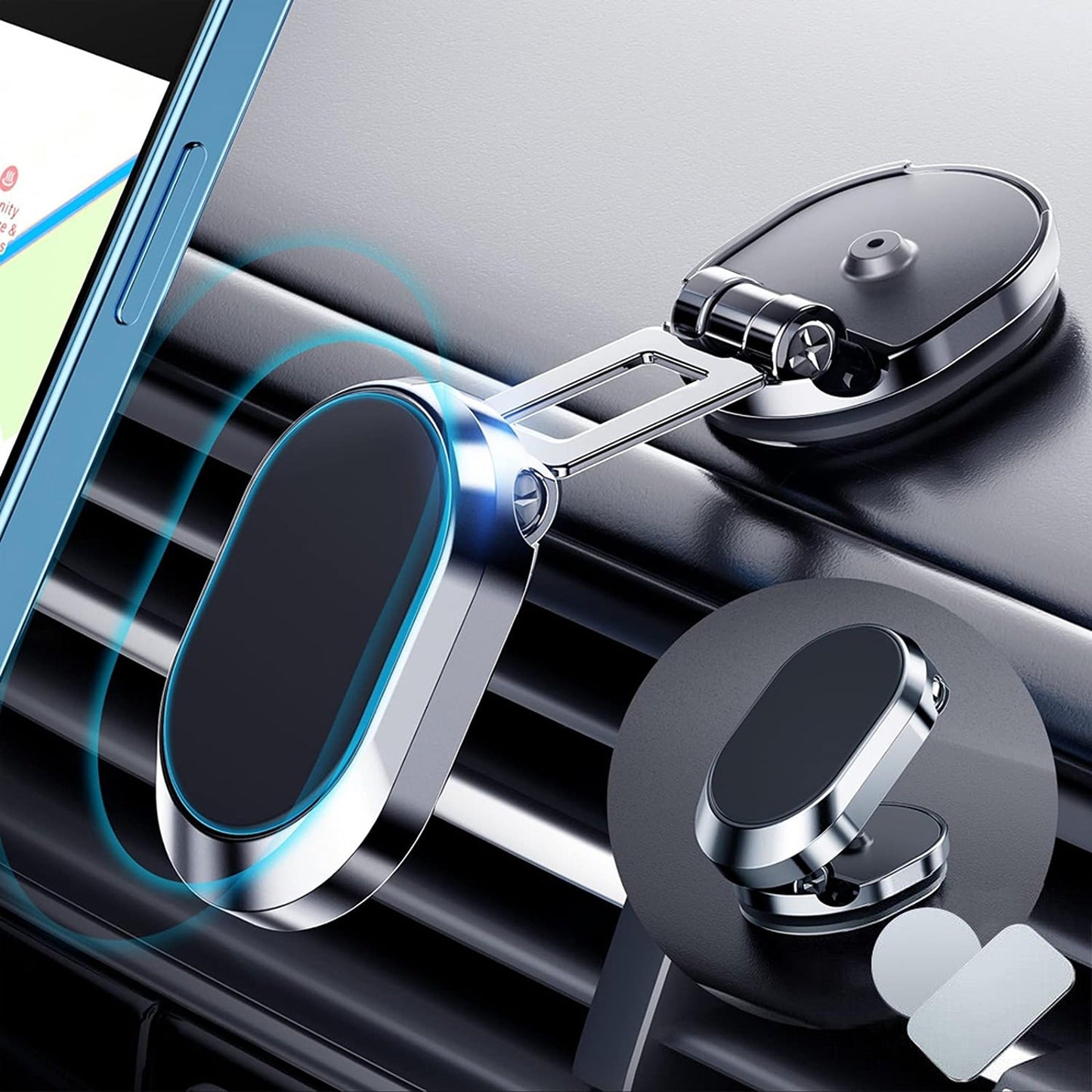 Magnetic Phone Holder Metal Folding Mount Cell Car GPS Stand
