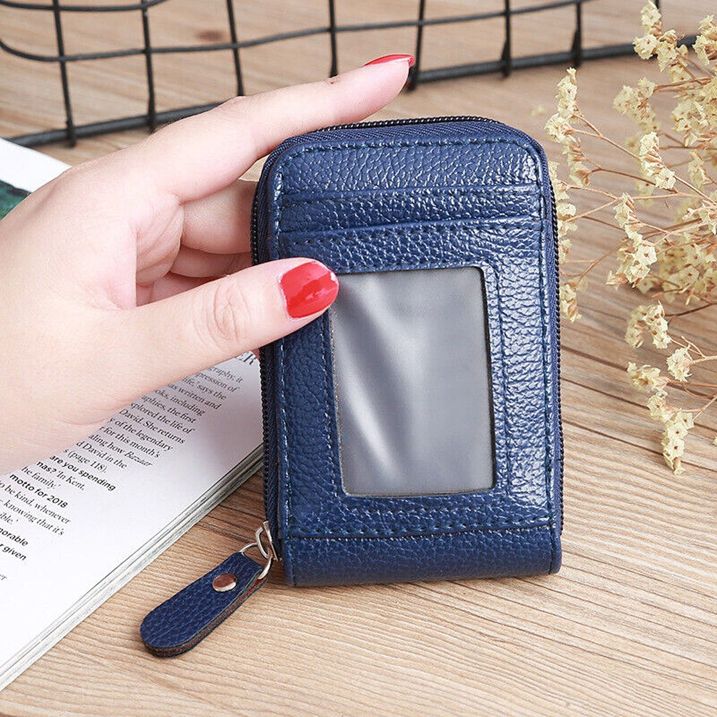 RFID Blocking Anti-theft Credit Card Holder with Leather Wallet