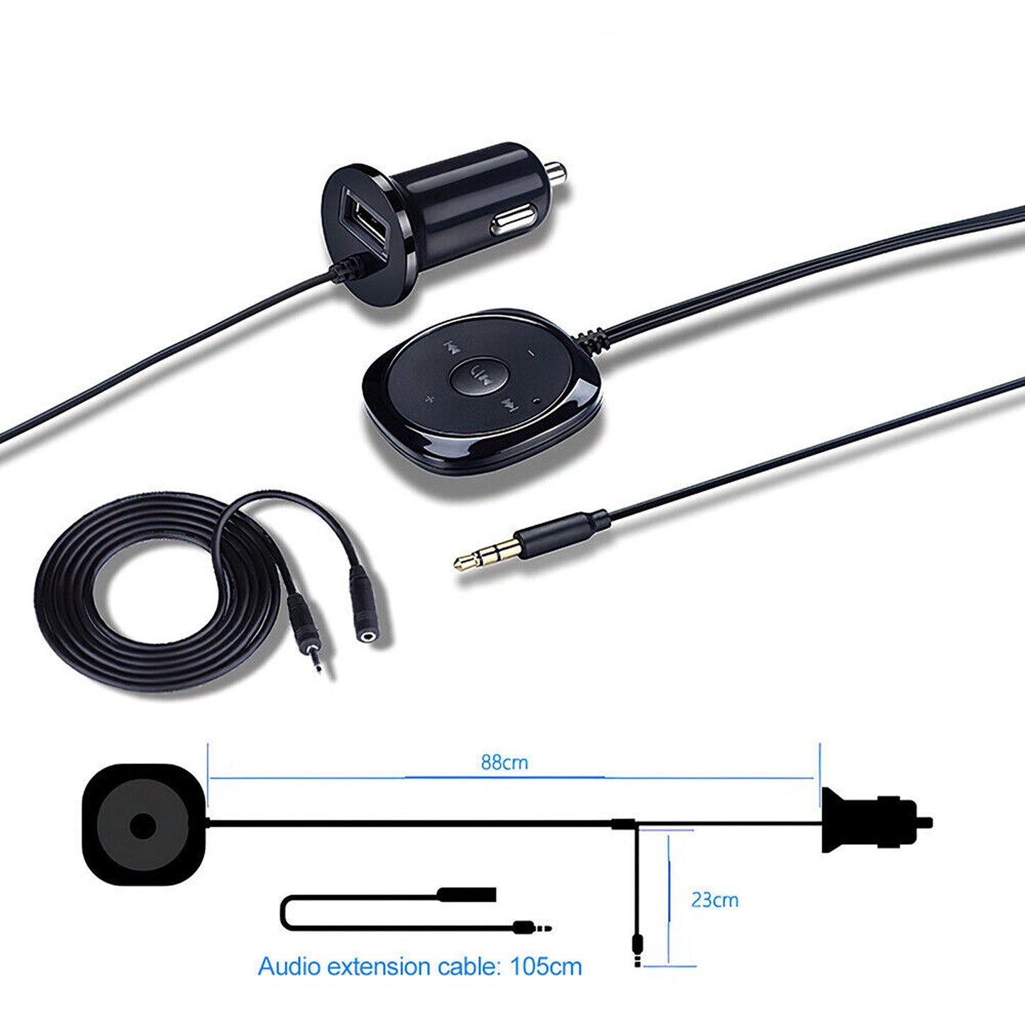 Bluetooth Audio Receiver with USB Charger for Car MP3 Player AUX Adapter