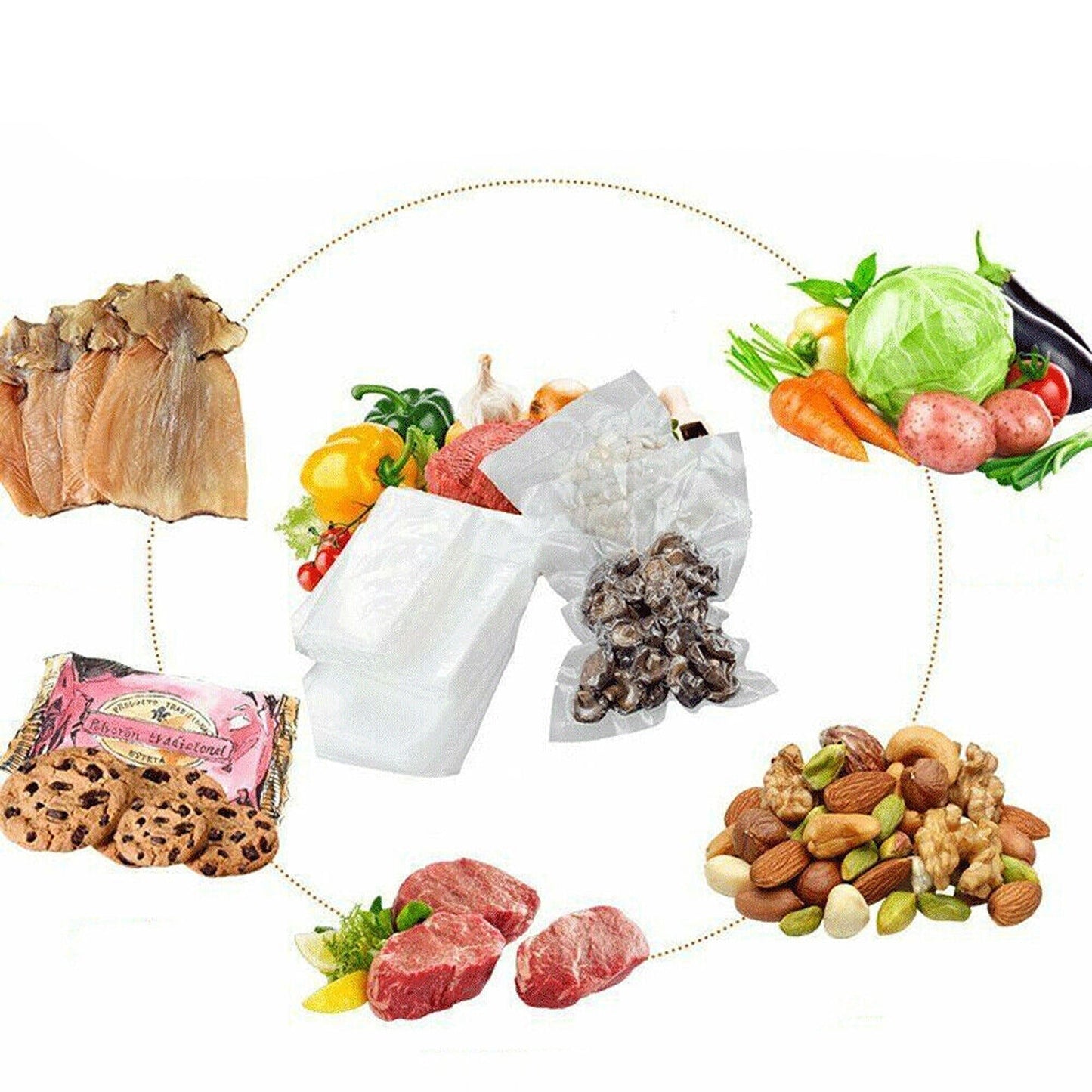 100x Pre cut Vacuum Sealer Bags Food Storage Heat Seal Saver
