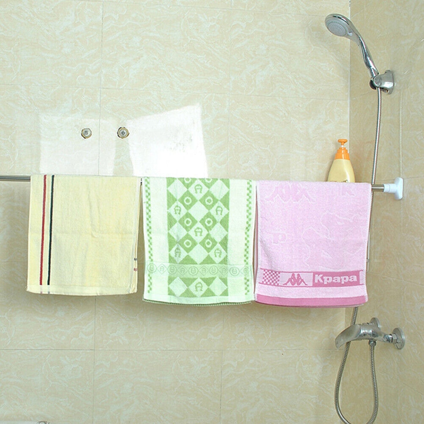 Adjustable Tension Curtain Rod Extendable for Showers and Closets
