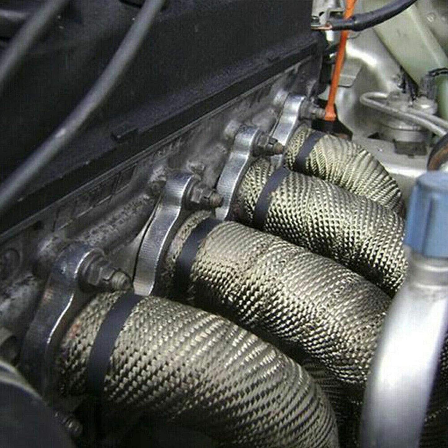 Heat Resistant Titanium Exhaust Wrap 10M with Stainless Steel Ties 2000F