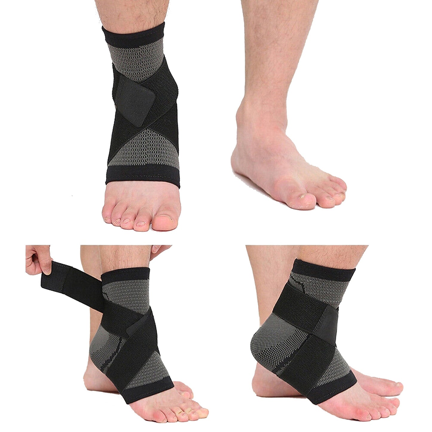 Black Ankle Brace Support Compression Sleeve for Foot Pain Relief