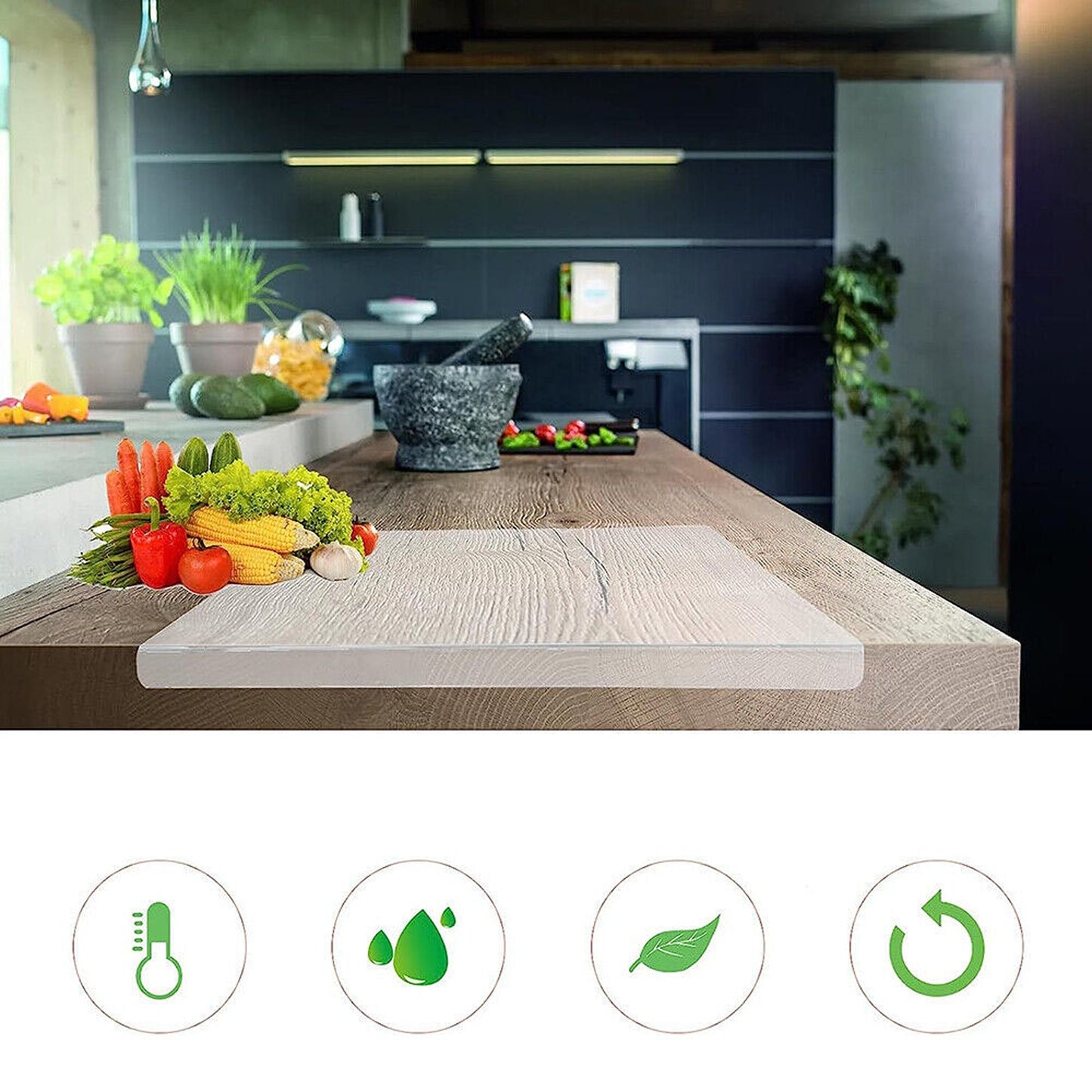 Kitchen Chopping Board in Clear Acrylic - Counter Top