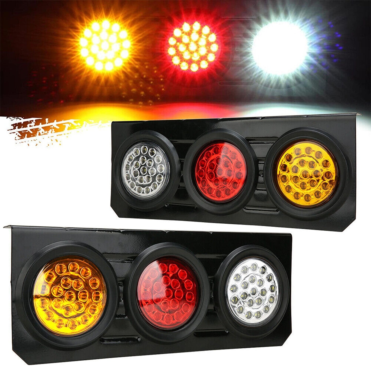 2pcs LED Tail Lights with Stop Indicator for UTE Caravan Truck 63 LEDs 12V