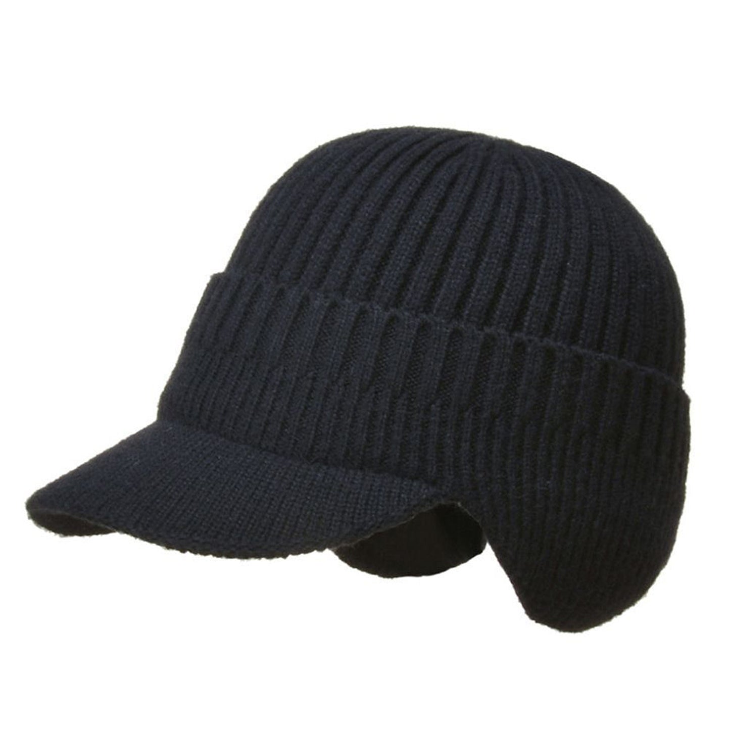 Men Thick Wool Warm Beanie with Brim for Winter Cycling